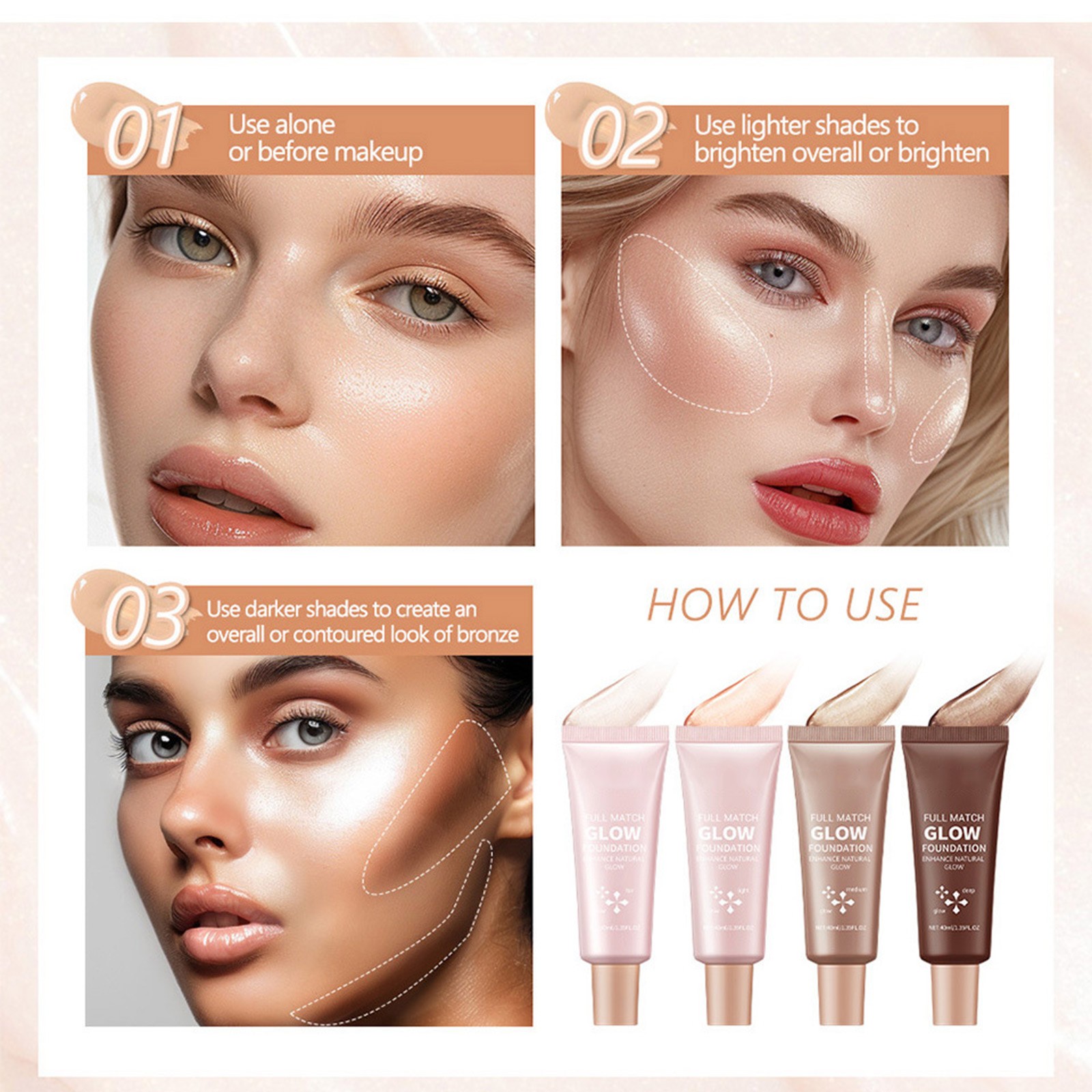 1Pcs Shimmery Liquid Foundation Long-lasting Glow Foundation Fluid Foundation