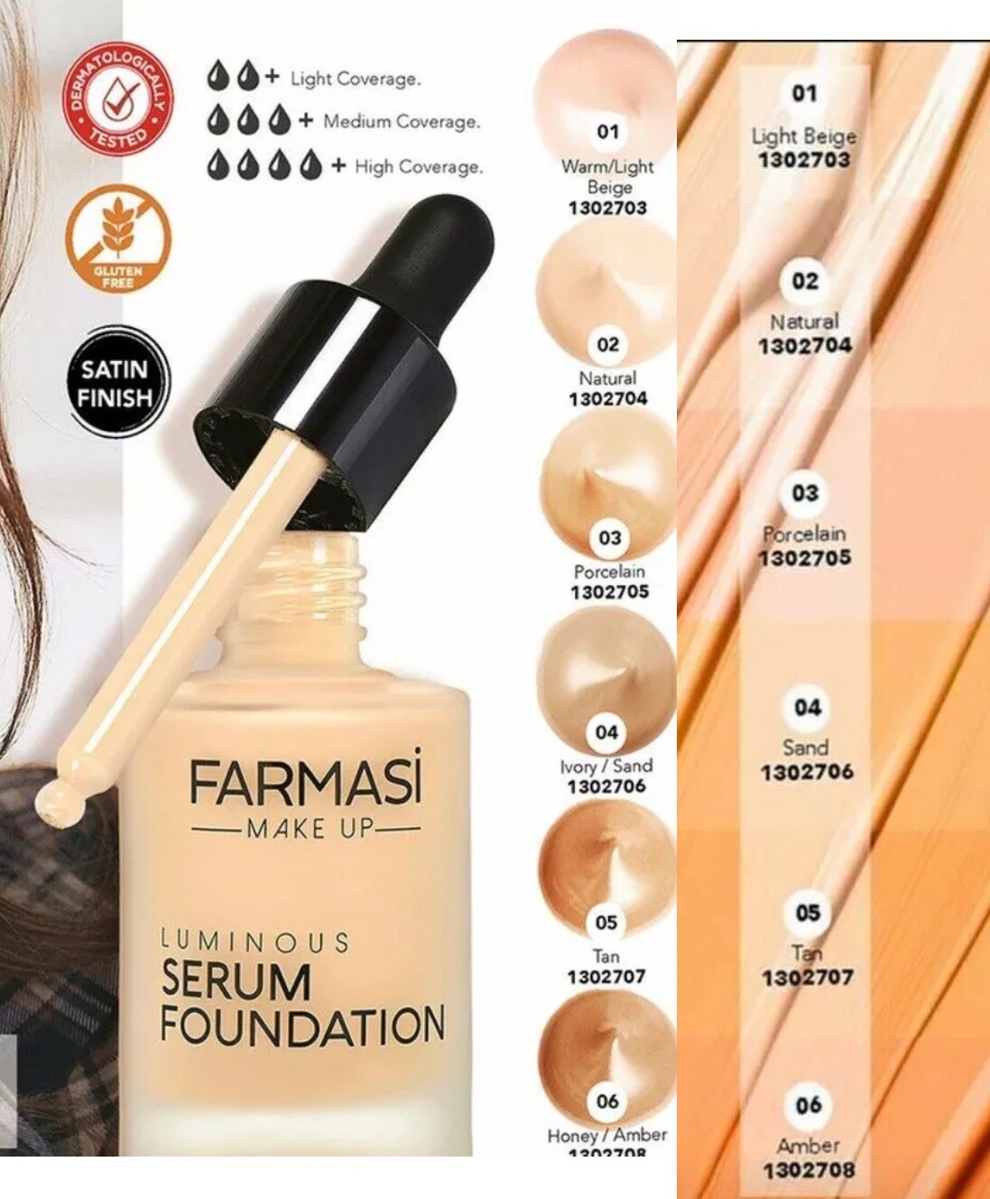 Farmasi Makeup Luminous Serum Foundation 01 Light Beige 1 fl.oz.