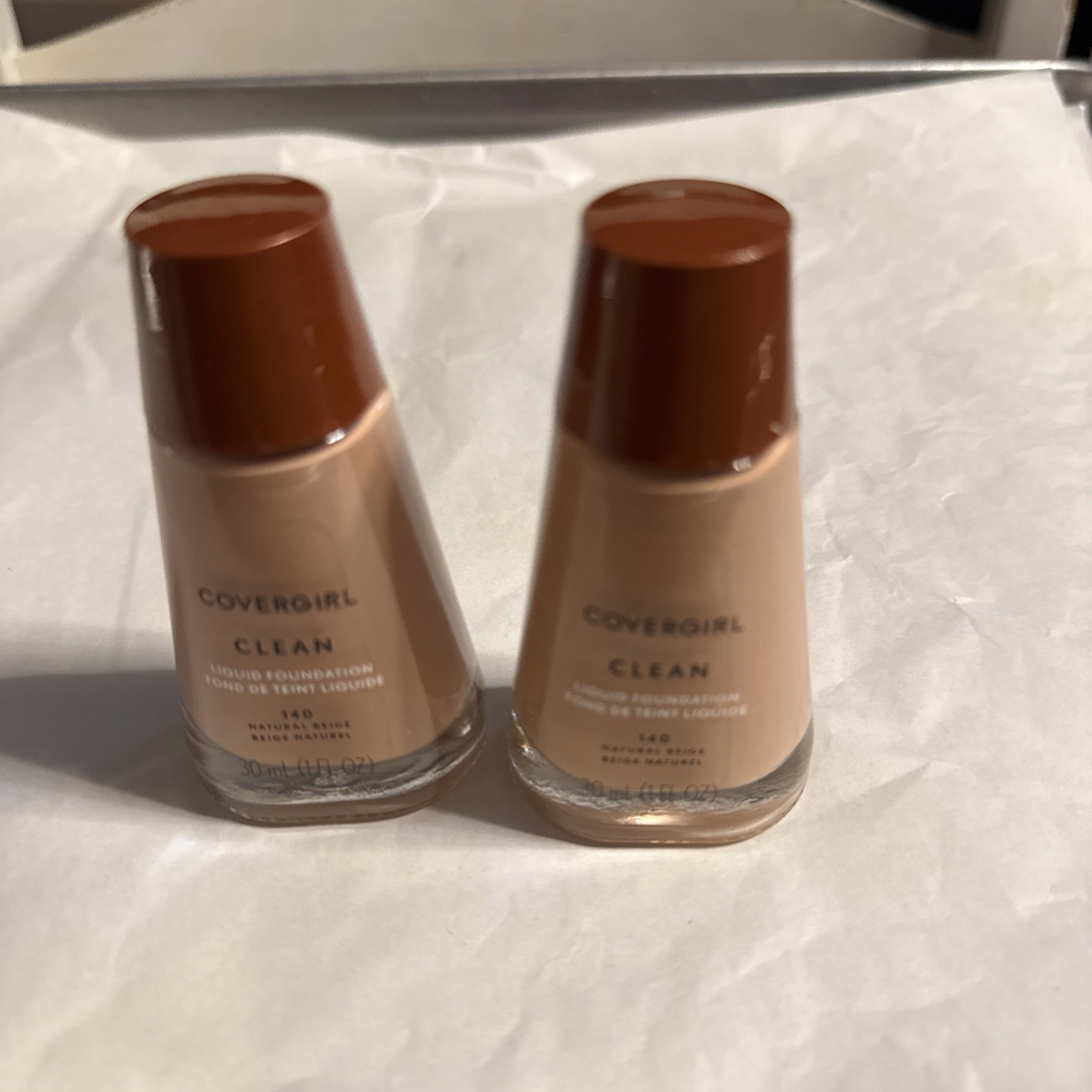 (2 Pack) CoverGirl Clean Liquid Foundation, 140 Natural Beige (1 oz Each) New