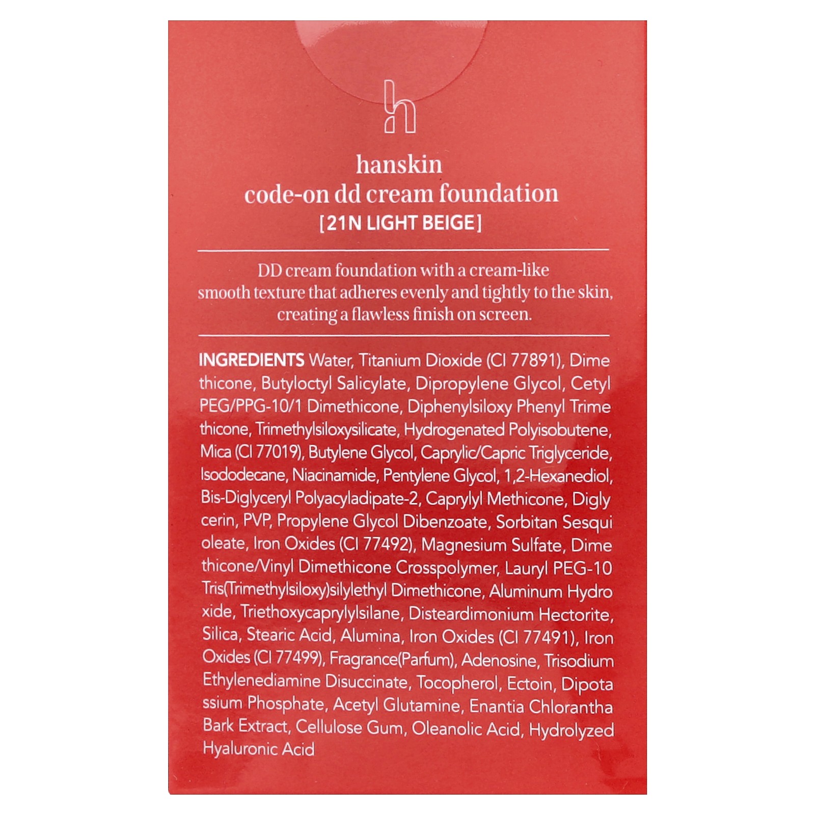 Code-On D.D Cream Foundation, 21N Light Beige, 1.18 fl oz (35 ml)