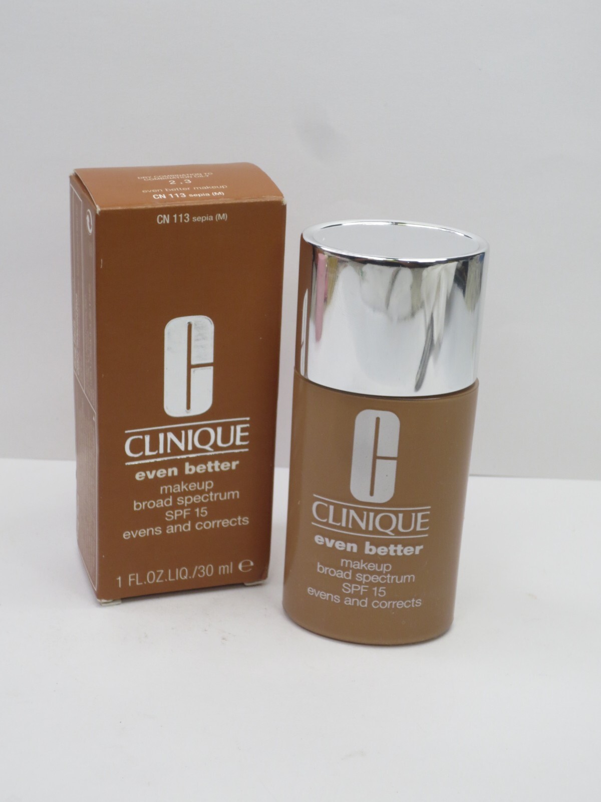 CLINIQUE EVEN BETTER MAKEUP SPF 15 CN 113 SEPIA (M) 1 OZ BOXED