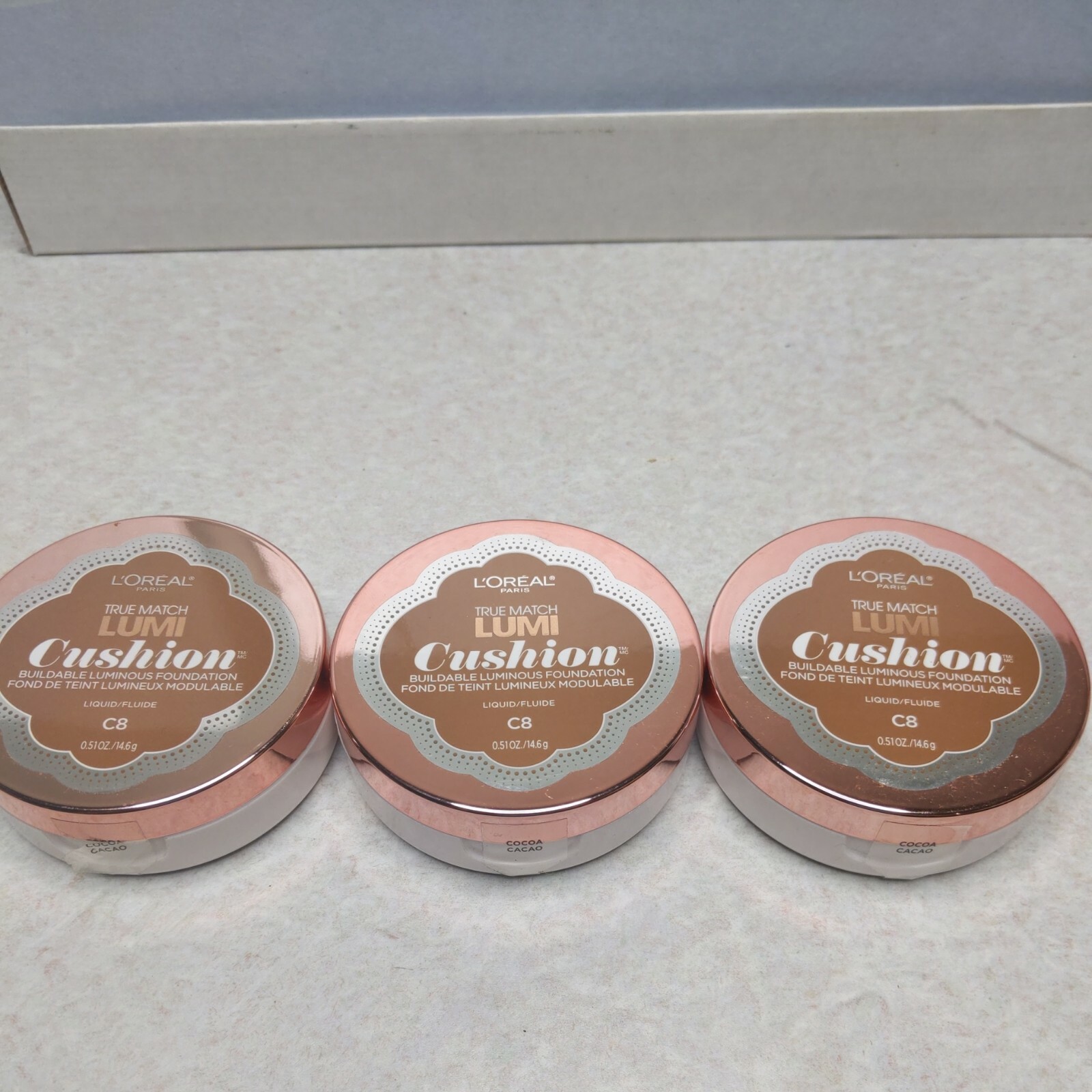 3 L’Oreal Paris True Match Lumi Buildable Luminous Cushion Foundation C8 Cocoa
