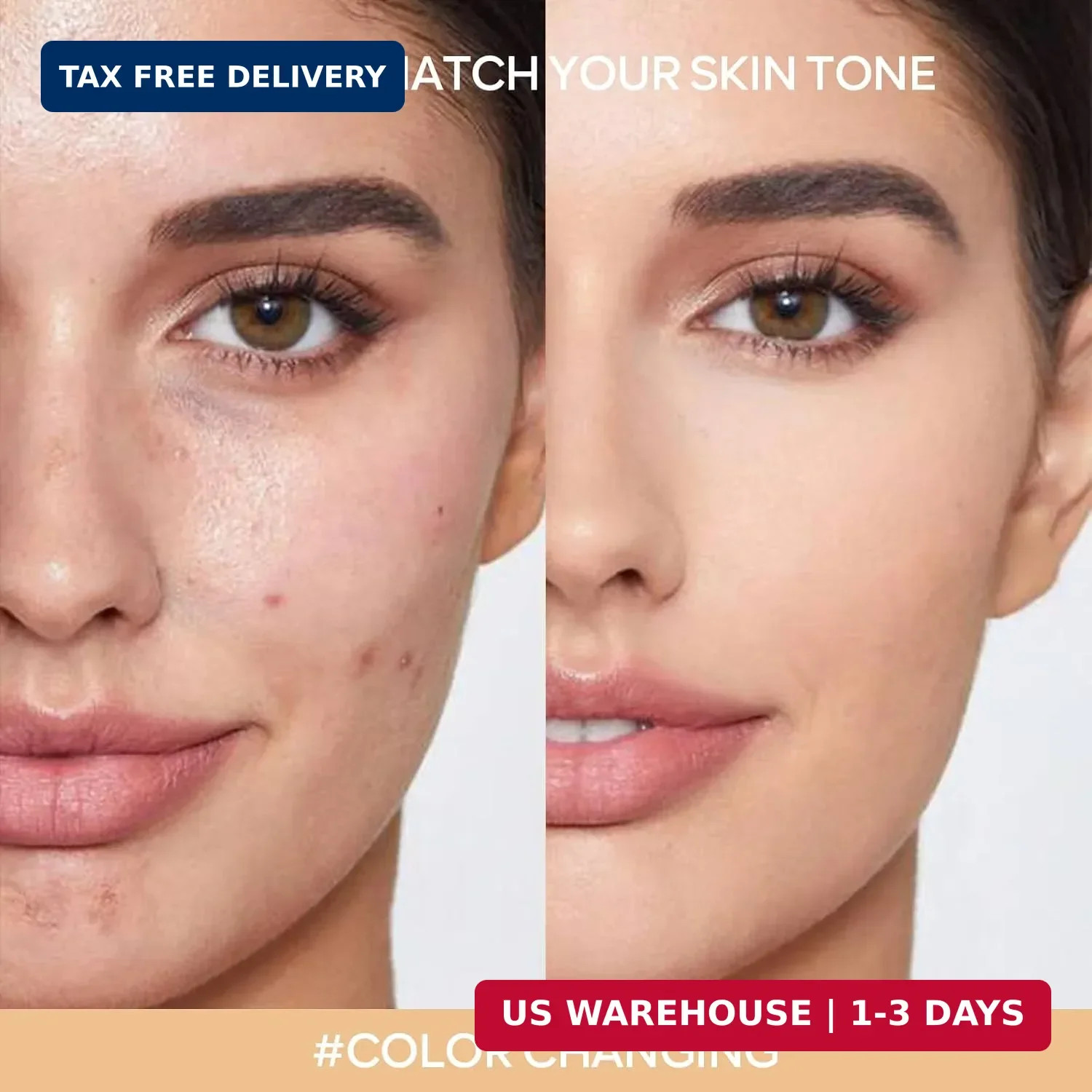 Liquid Color Changing Foundation with SPF 40, 3in1 Color Adjusting Foundation Ti