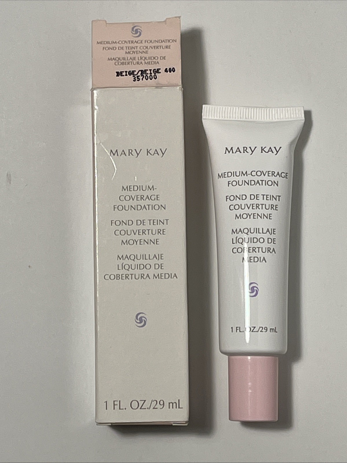 Mary Kay Medium Coverage Foundation BEIGE 400 #357000 Pink Cap Discontinued NIB