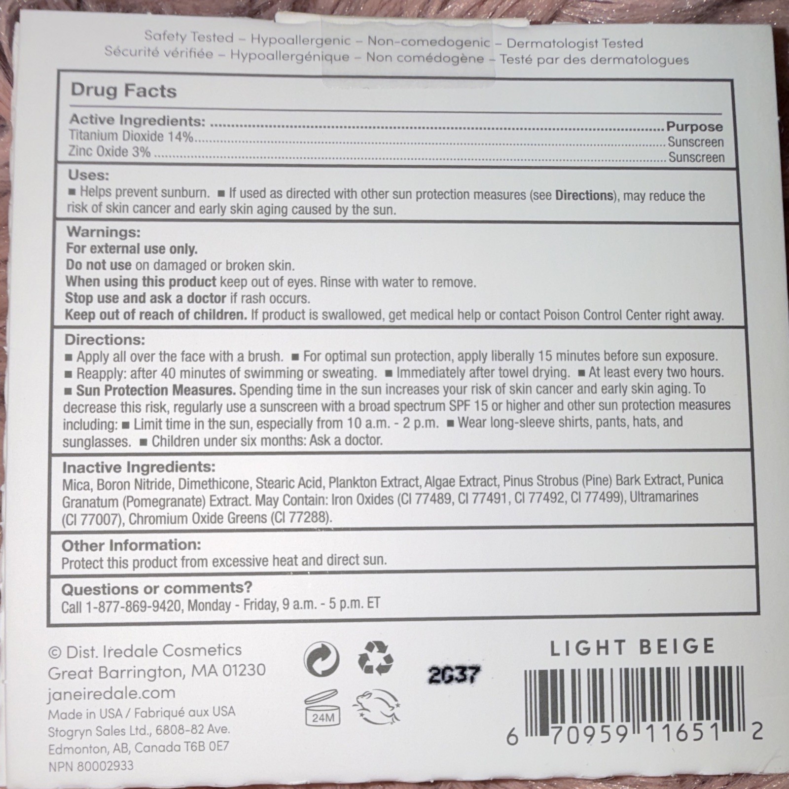 Jane Iredale PurePressed Base Refill SPF 20 [LIGHT BEIGE] New Sealed 0.35 oz