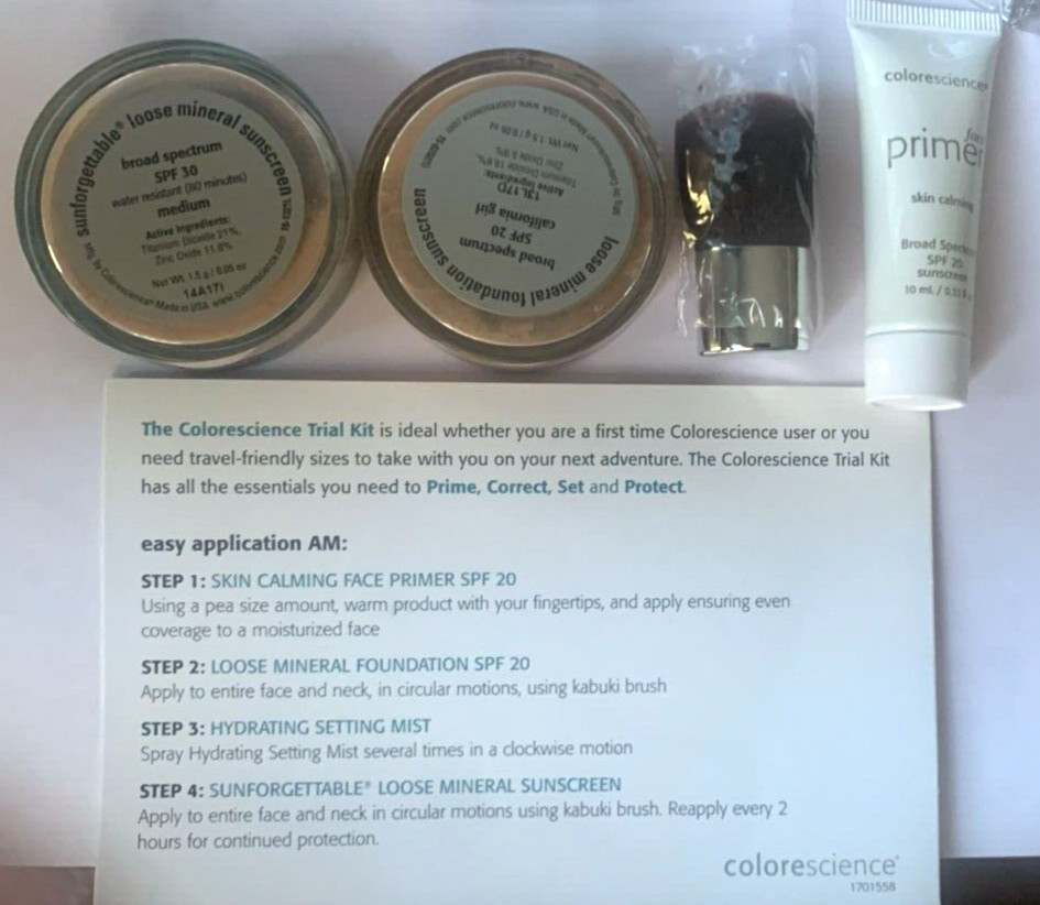 Colorescience Travel Set: Sunscreen SPF 30 – MEDIUM, Loose – California Girl, Br