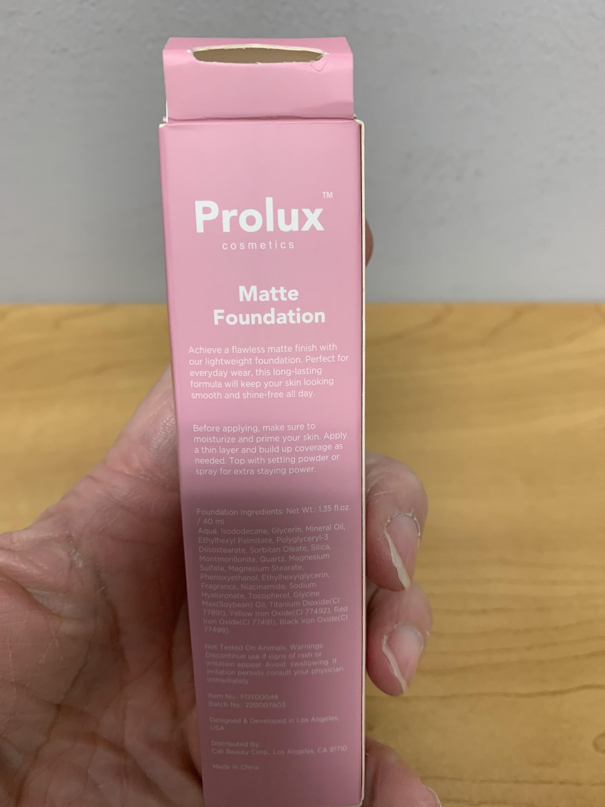 Prolux Cosmetics Matte Liquid Foundation Fair 1.35 Oz 40 Ml Vegan Cruelty Free