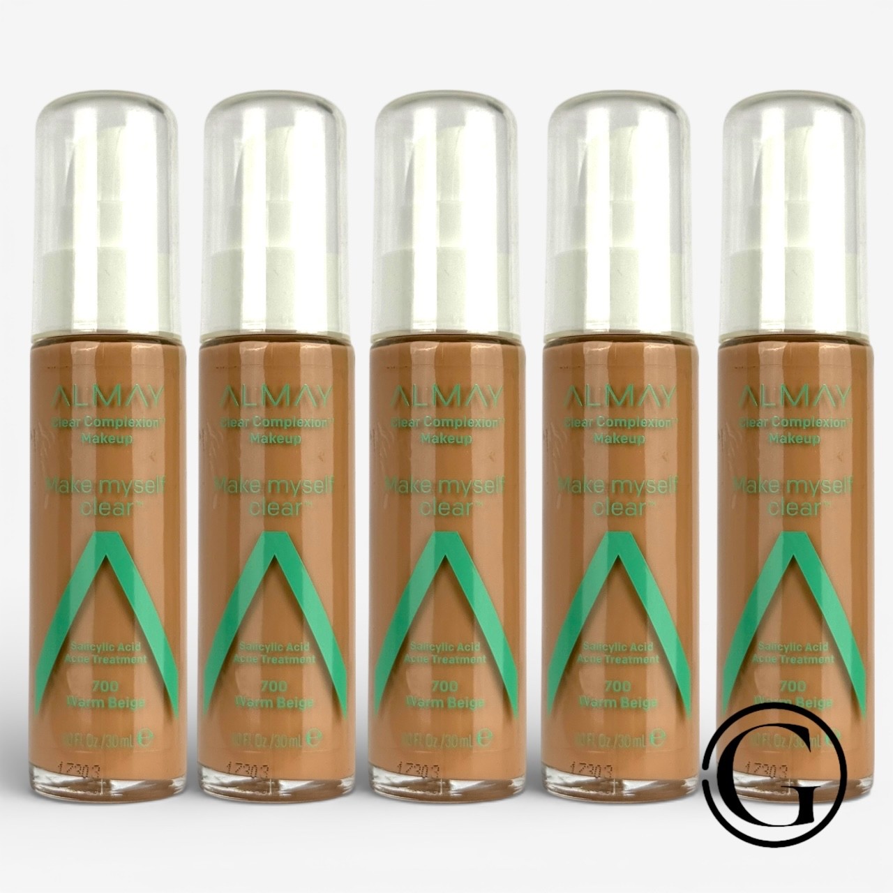LOT OF 5 Almay Clear Complexion 4 in 1 Blemish Eraser Foundation 700 Warm Beige