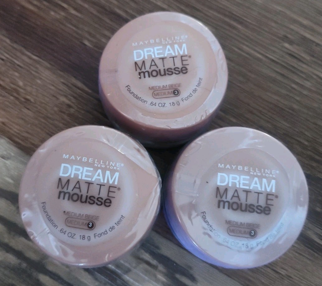 3 PACK Maybelline Dream Matte Mousse Foundation Medium Beige Medium 3 NEW SEALED