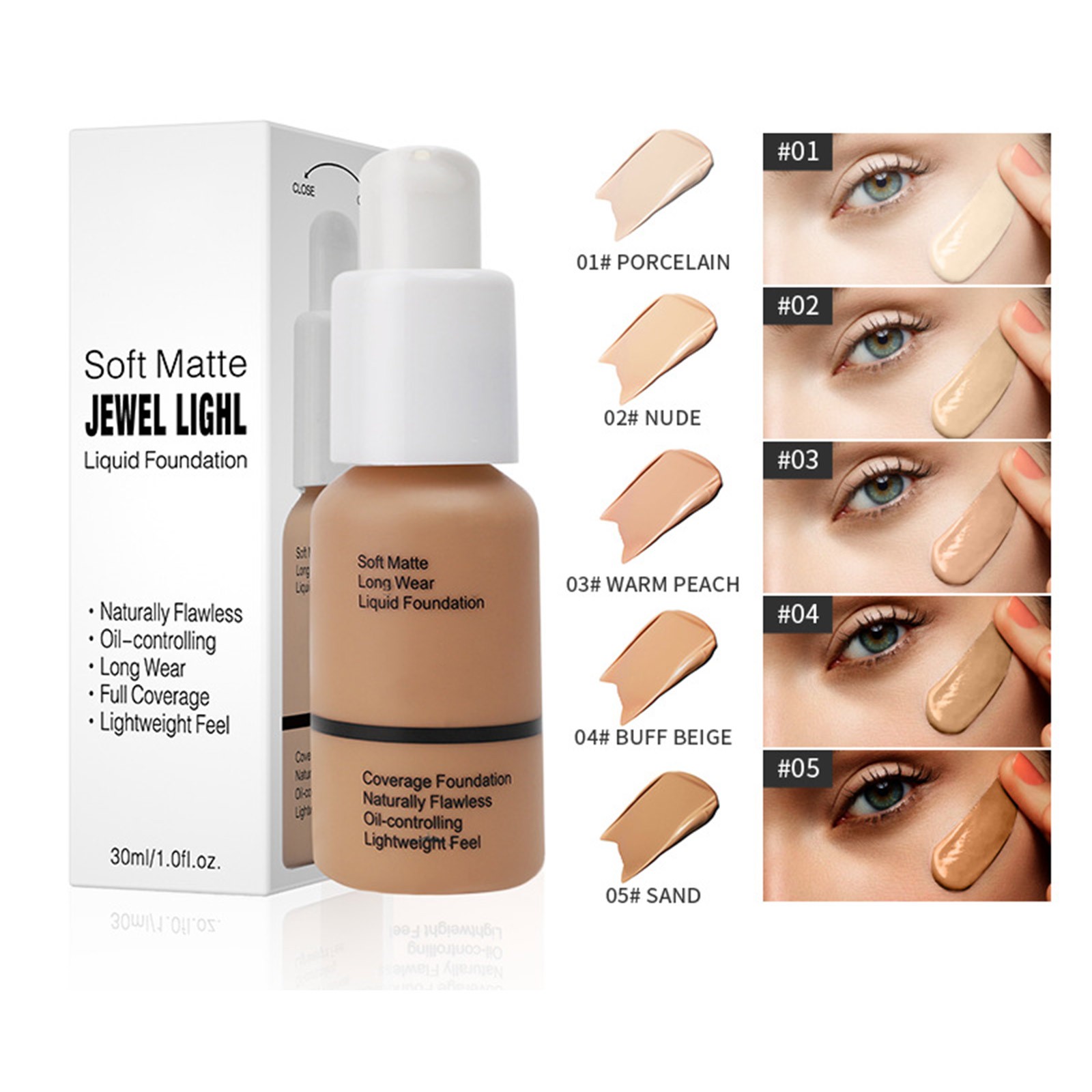 1Pcs 30ml For Base Makeup Matte Conceals Pores Liquid Foundation Long Wear