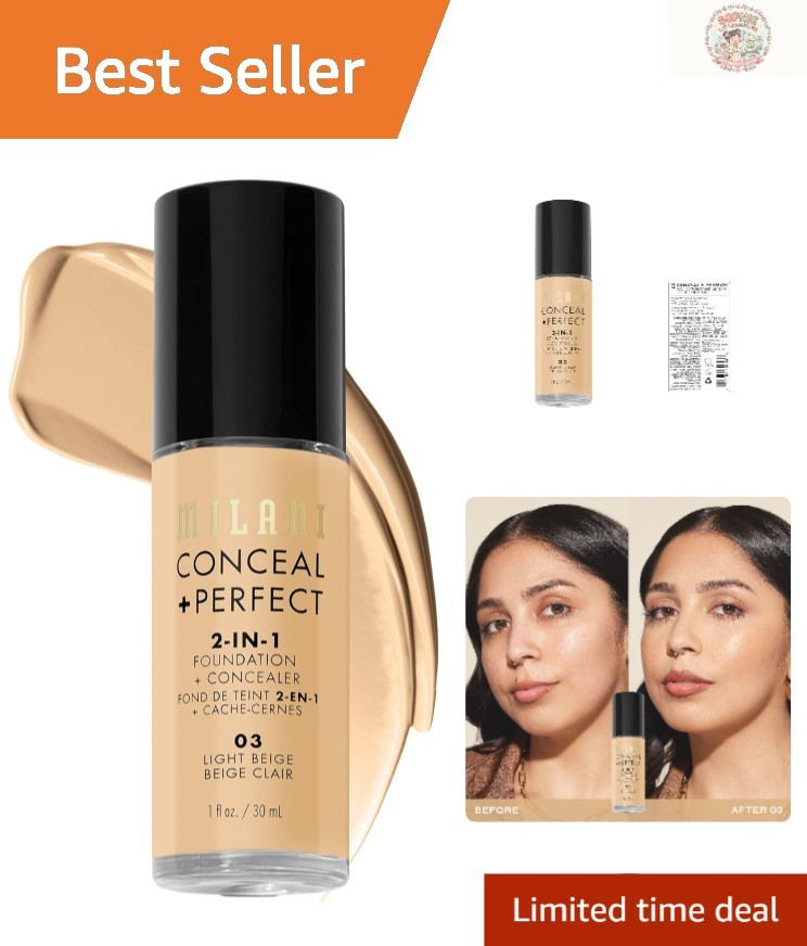 1 Fl. Oz. Satin Matte Liquid Foundation in Light Beige – Oil-Free & Lightweight