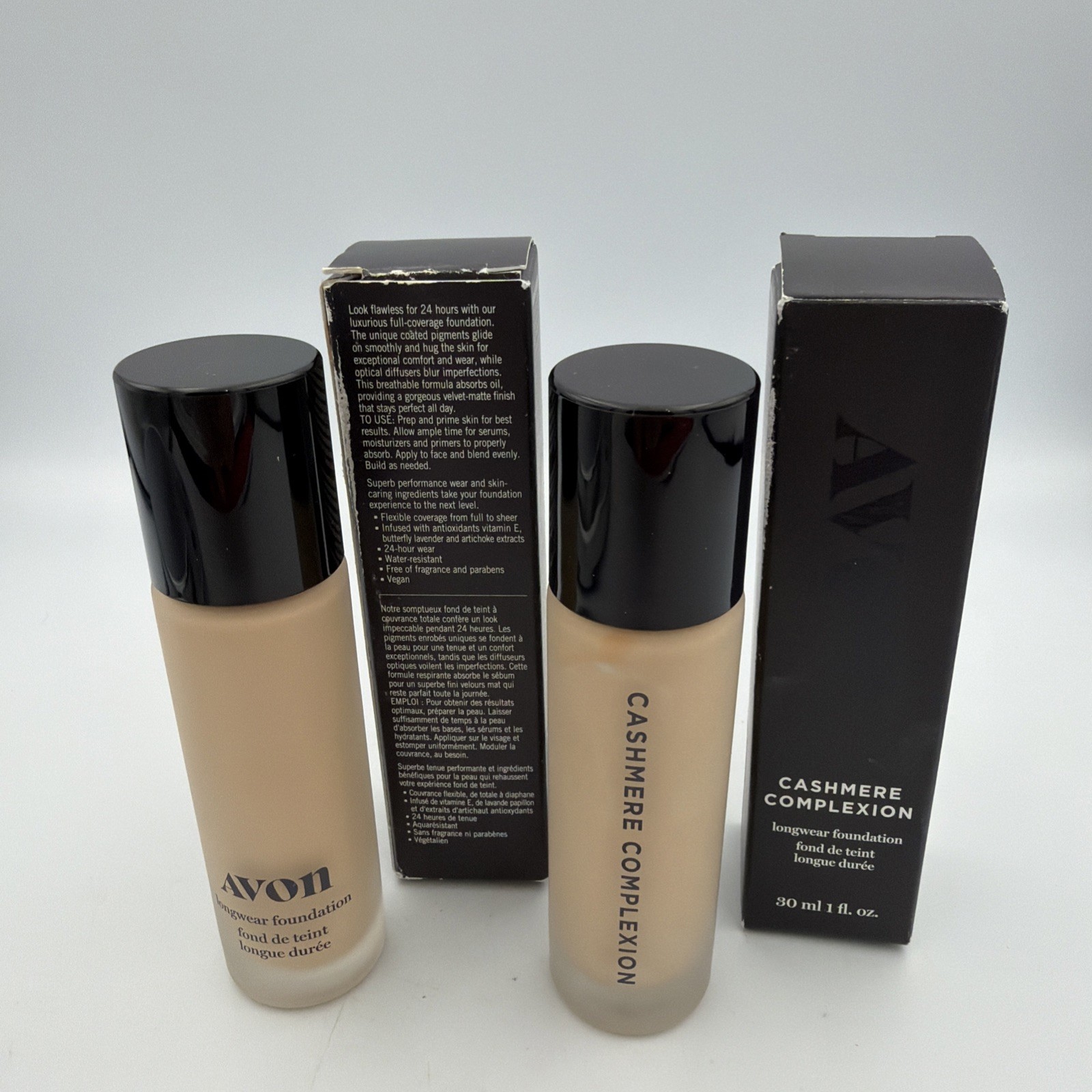 2 AVON CASHMERE COMPLEXION LONGWEAR FOUNDATION NOUGAT 1FL OZ / 30 ML BRAND NEW!