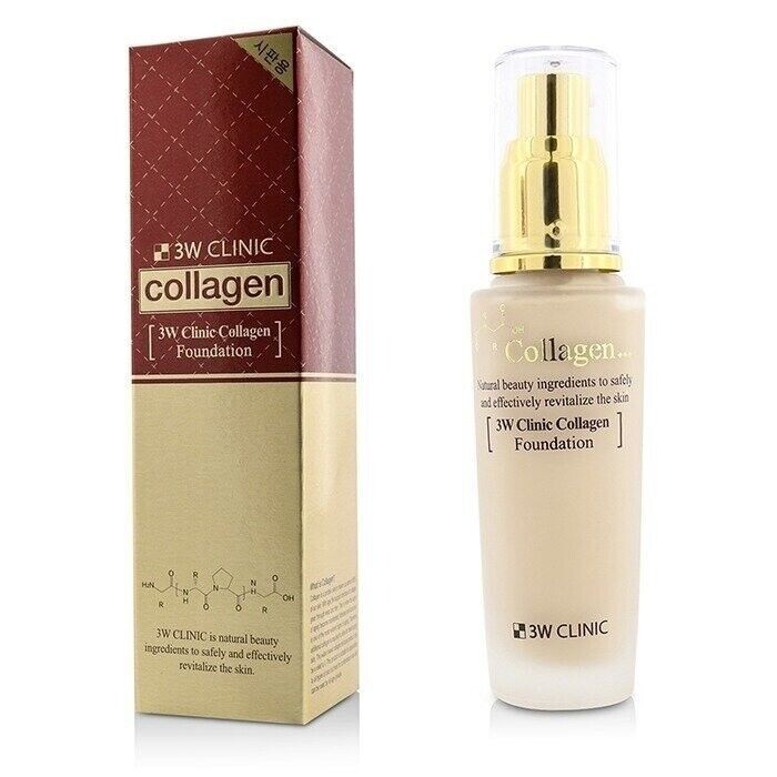 3W CLINIC Collagen Foundation, Collagen Makeup Base # 21 or # 23 USA Seller