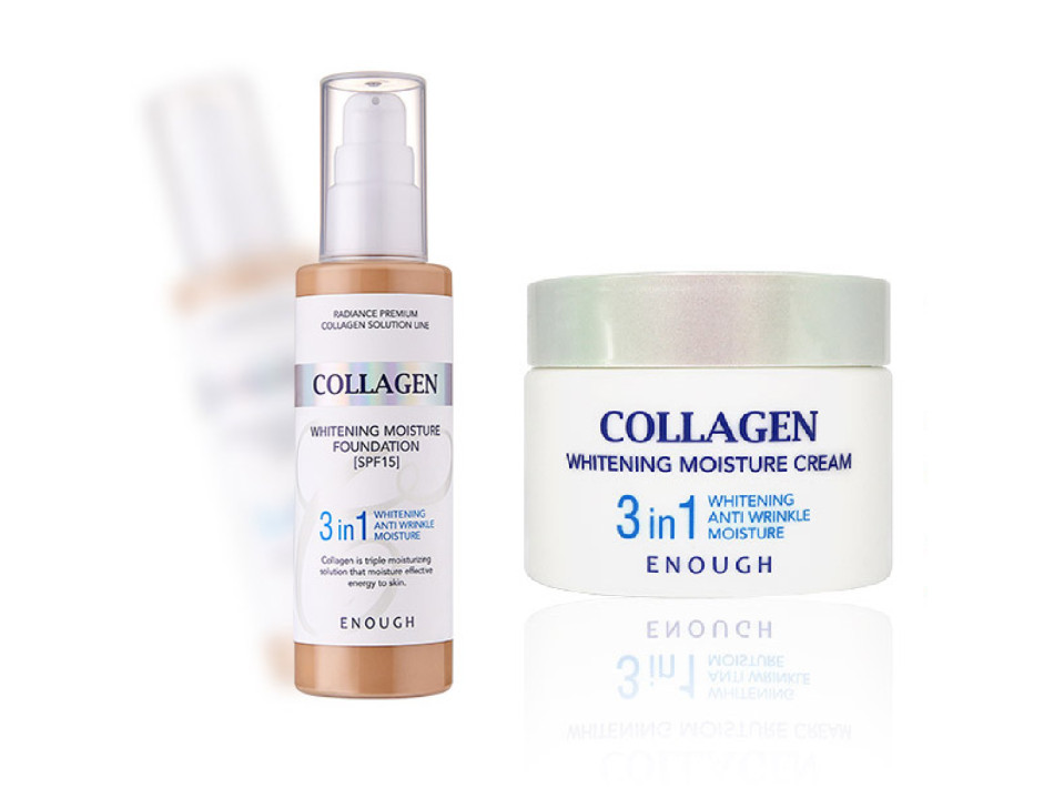 Enough Collagen Whitening Moisture 3in1 Foundation, Cream Set 100ml, 50ml +Track