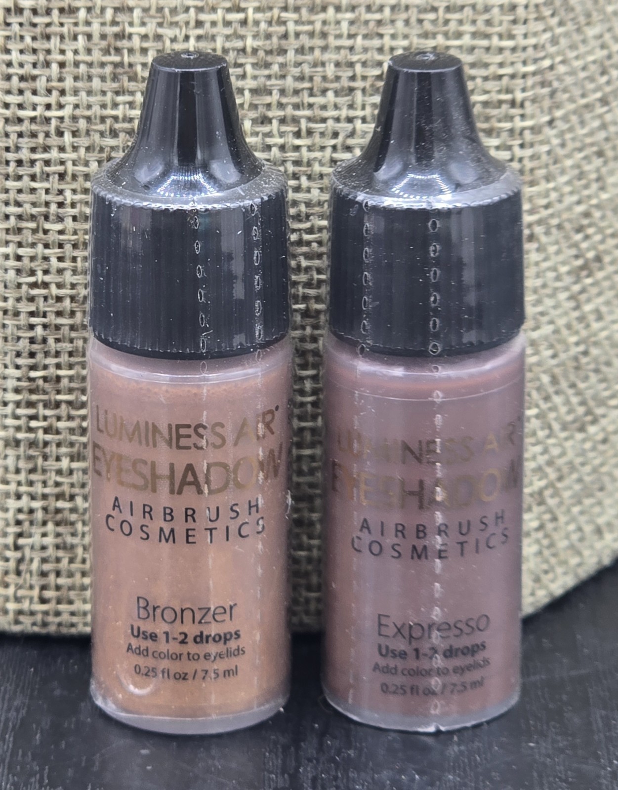 Lot of 2 Luminess AirBrush Eyeshadow Shades Expresso & Bronzer 0.25 fl oz Sealed