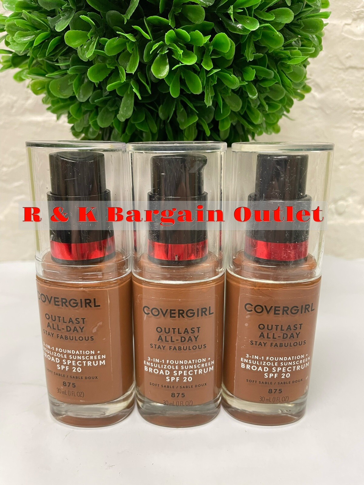 COVERGIRL OUTLAST Stay Fabulous 3in1 Foundation 875 Soft Sable 1oz Ea 3pcs