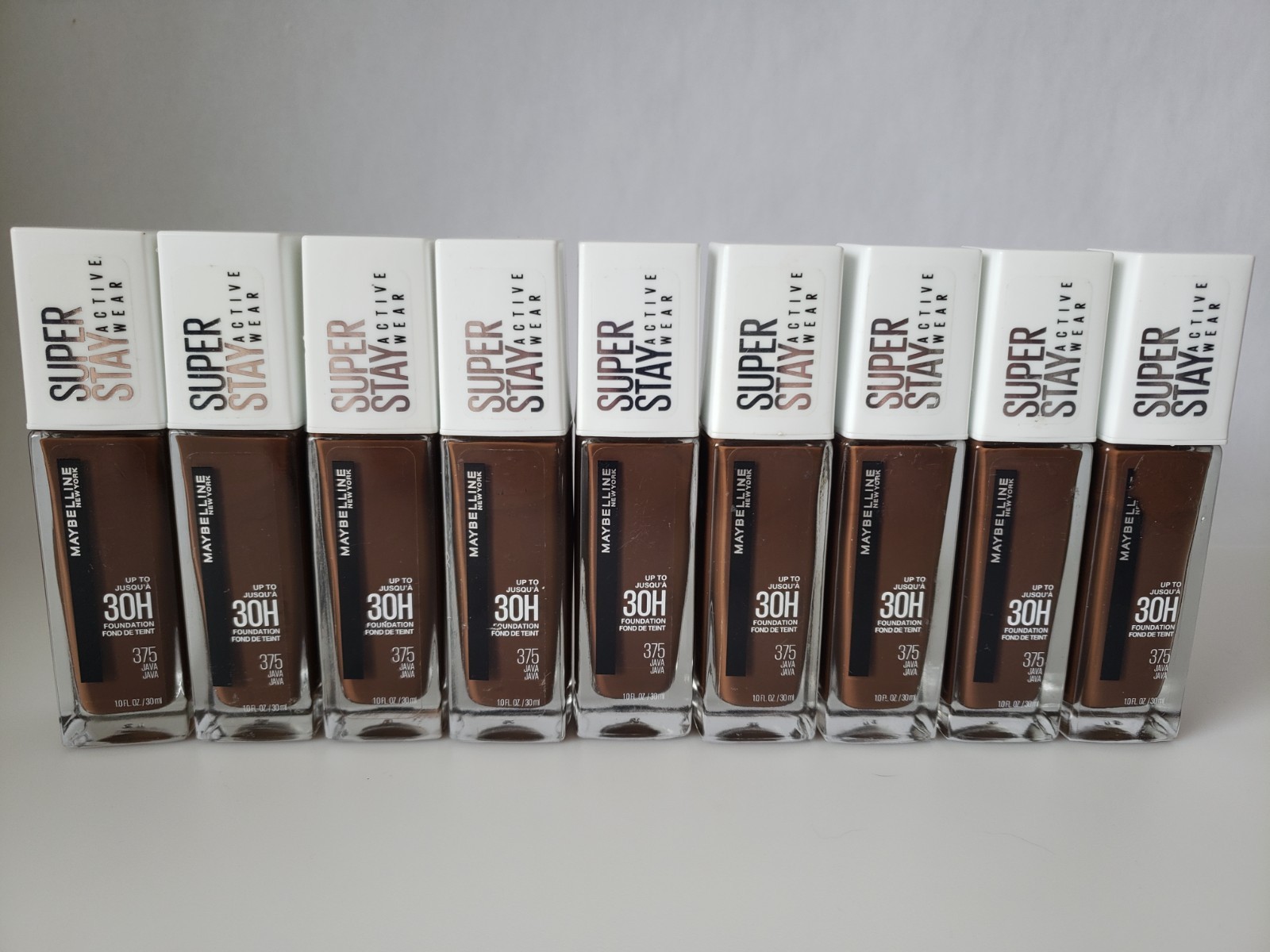 LOT of 9 Maybelline SuperStay Active Wear 30 HR Foundation #375 JAVA 1oz