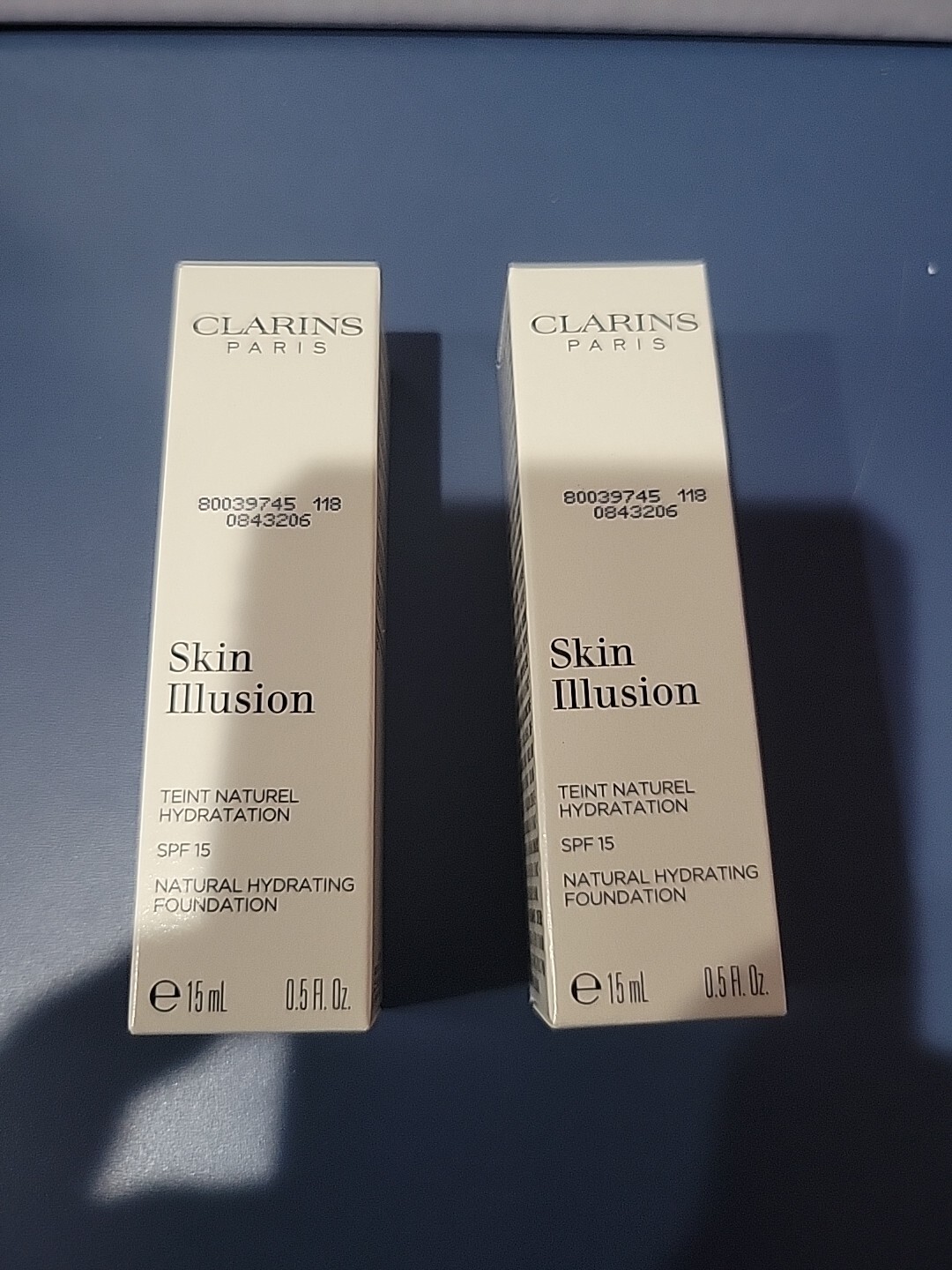 2-PACK CLARINS Skin Illusion Natural Hydrating Foundation SPF 15, 0.5 OZ TESTERS