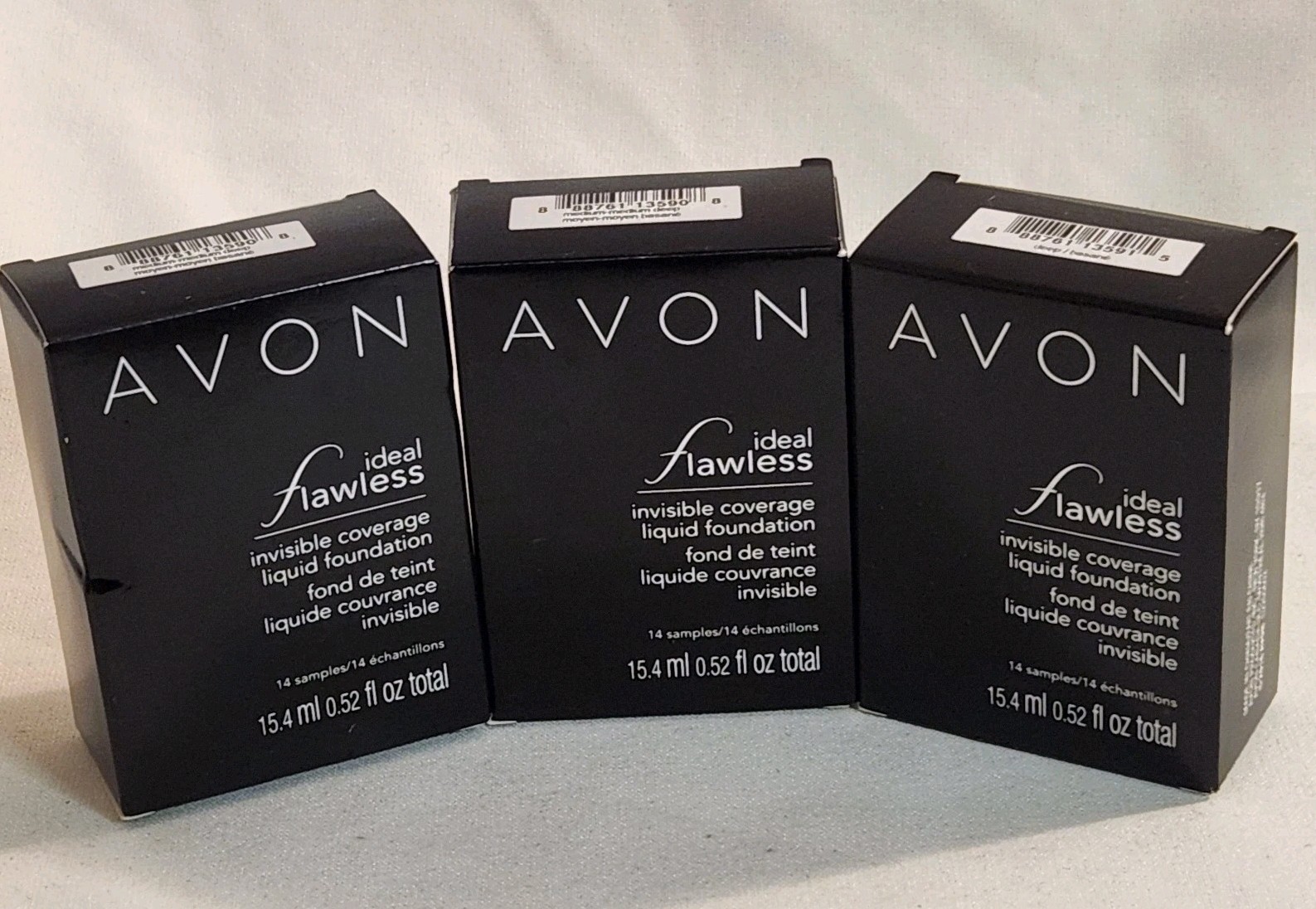 3 12 sample Boxes Avon Ideal Flawles Invisible Coverage Liquid Foundation Deep
