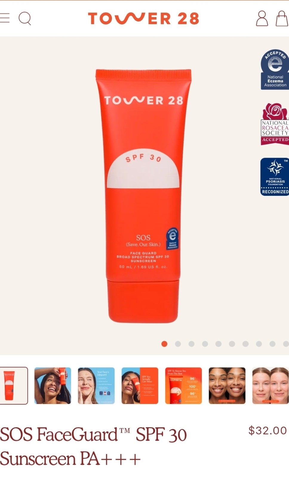 Tower 28 SunnyDays SPF 30 Tinted Sunscreen Foundation 55 Temescal 1 fl oz