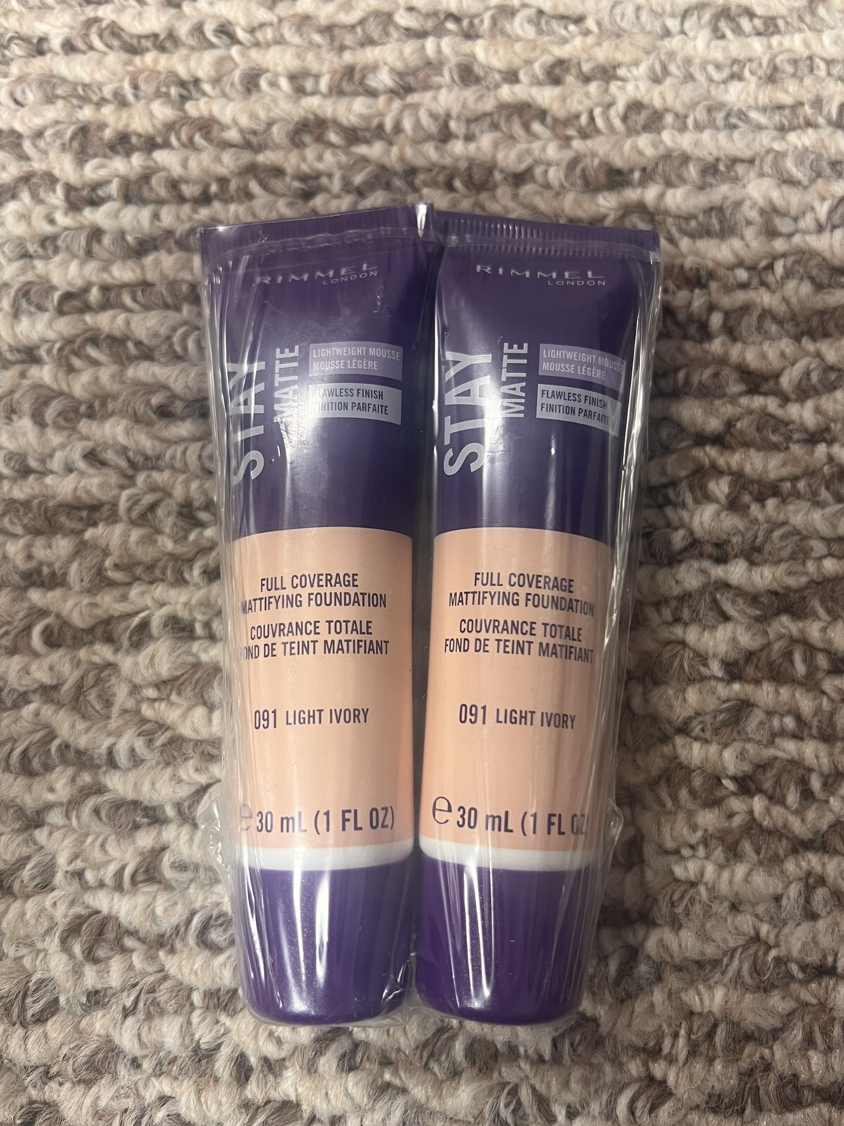 2 New Rimmel London Stay Matte Lightweight Mousse, 091, 1ight Ivory