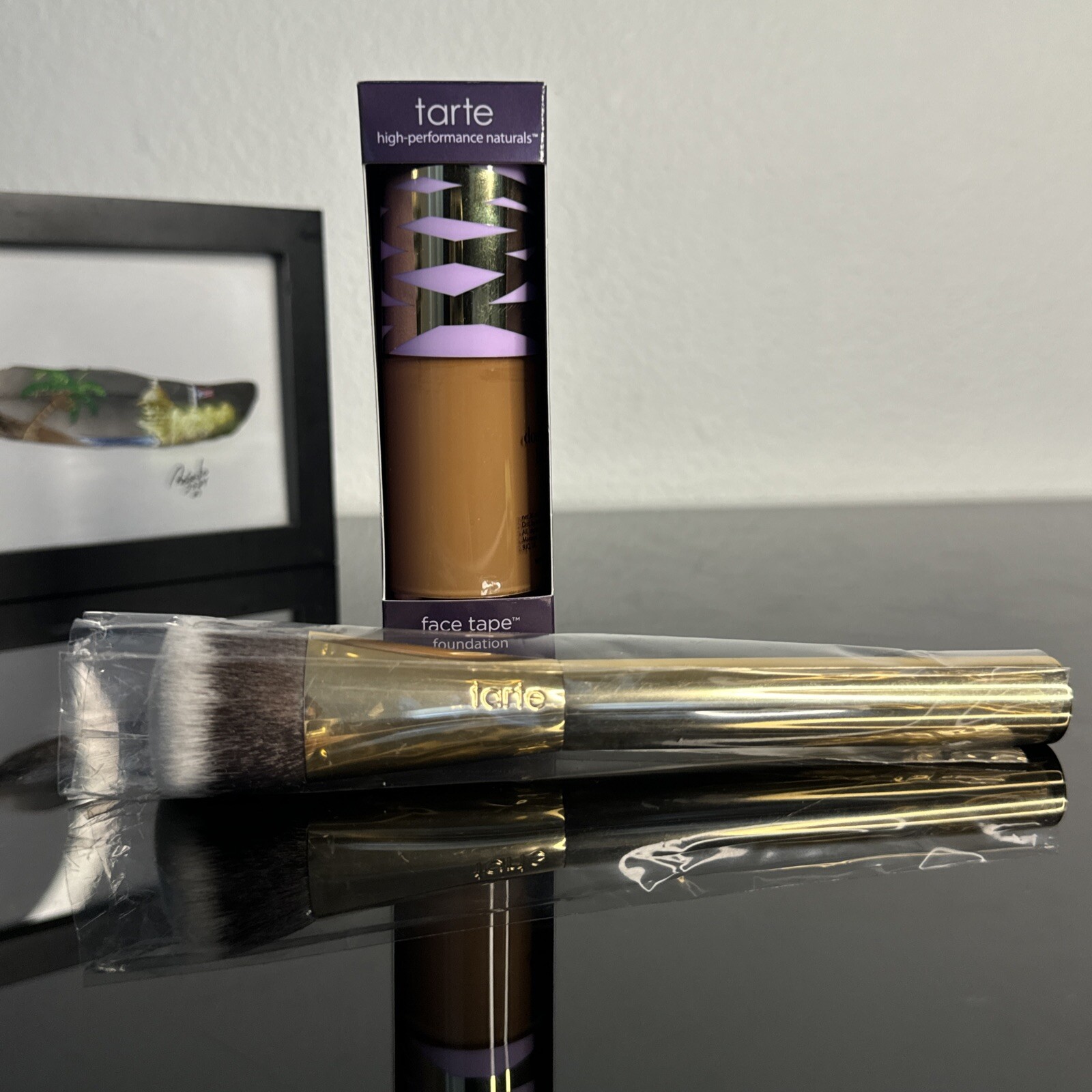 Tarte Face Tape Foundation 53N Deep Neutral/Tarte brush 1.01 oz Free Shipping A6
