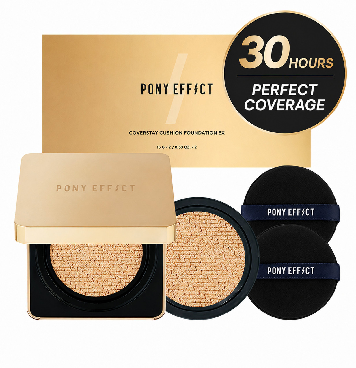 PONY EFFECT Coverstay Cushion Foundation EX Set 15g + Refill SPF50+ PA++++