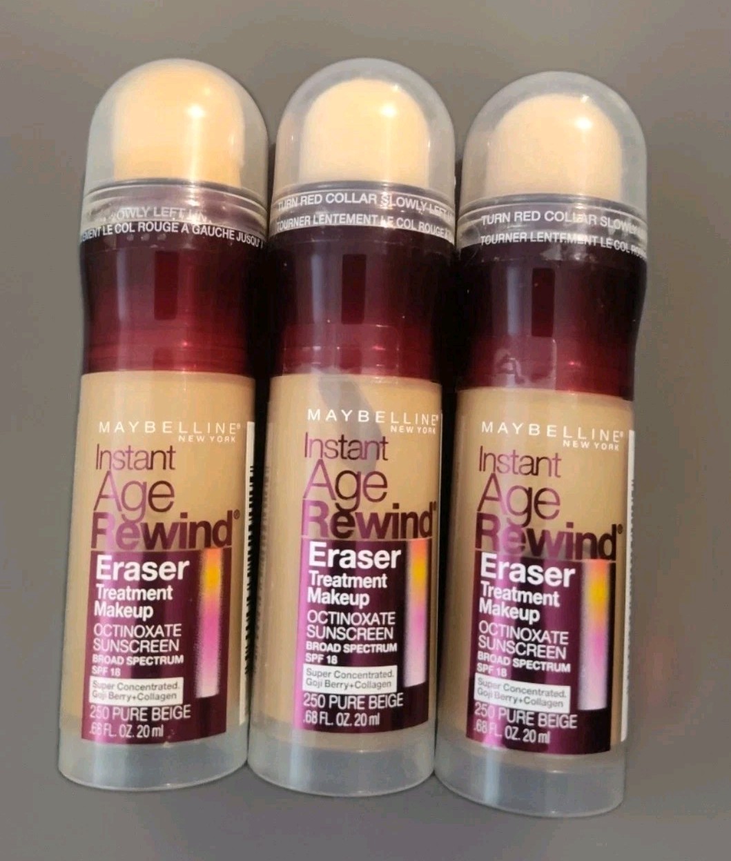 3 PACK Maybelline Instant Age Rewind Eraser Treatment 250 PURE BEIGE New Sealed