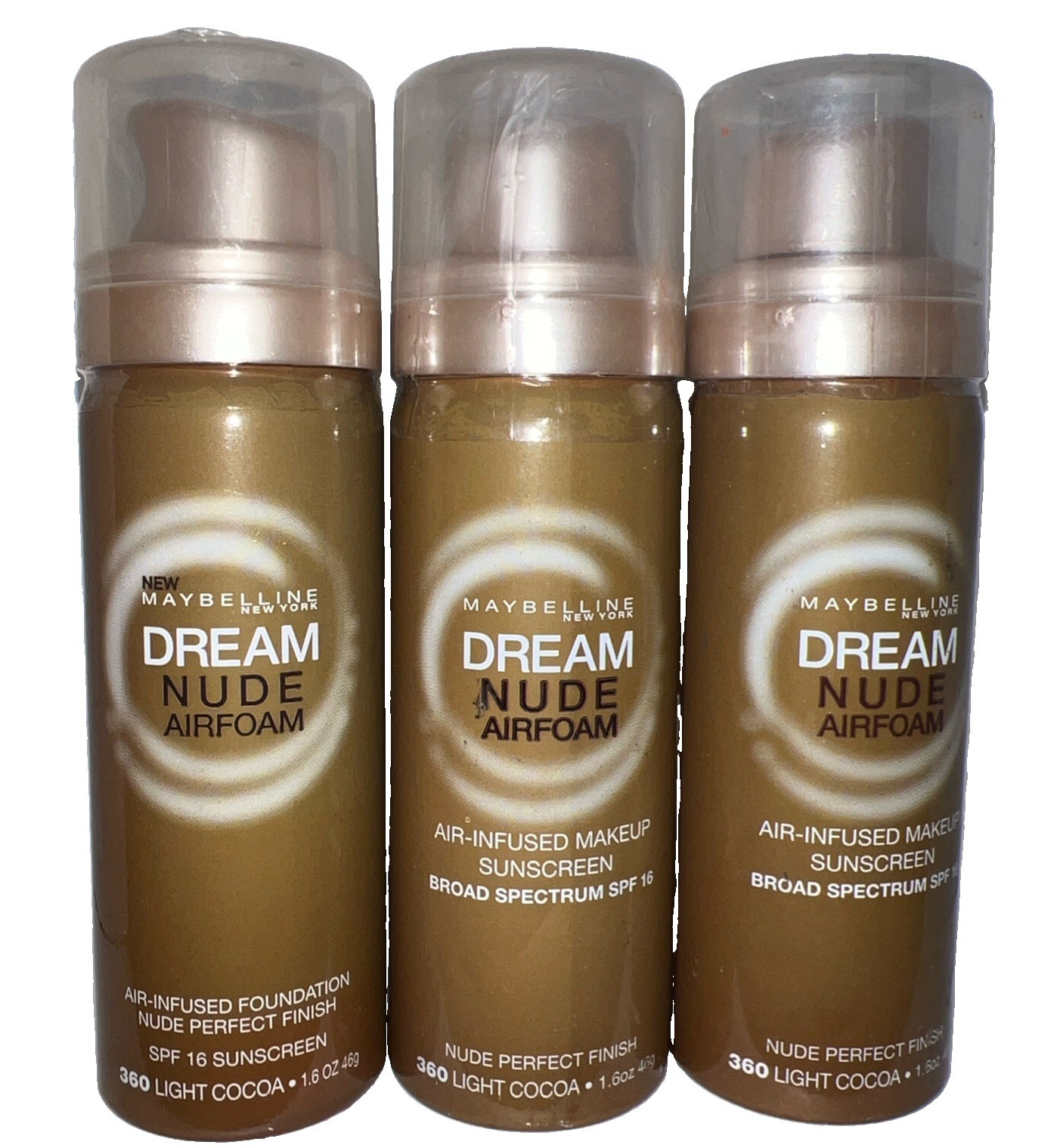 PACK OF 3 MAYBELLINE Dream Nude Airfoam Foundation #360 LIGHT COCOA See Photos