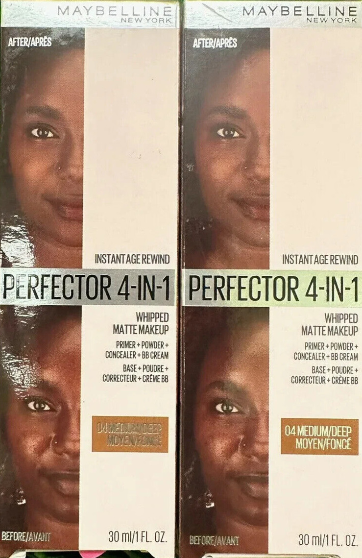 2 ~ Maybelline Instant Age Rewind Perfector 4-In-1 Matte Makeup # 04 Medium/Deep