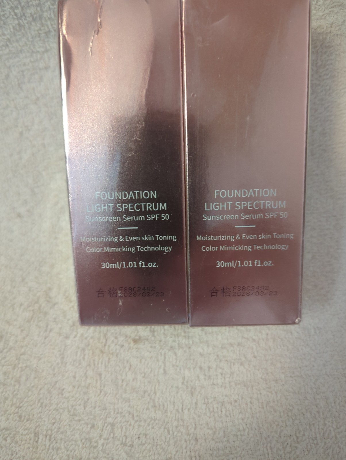 2 Pcs. Foundation Light Spectrum Sunscreen Serum SPF 50 -30ml/1 fl.oz Exp. 3/28