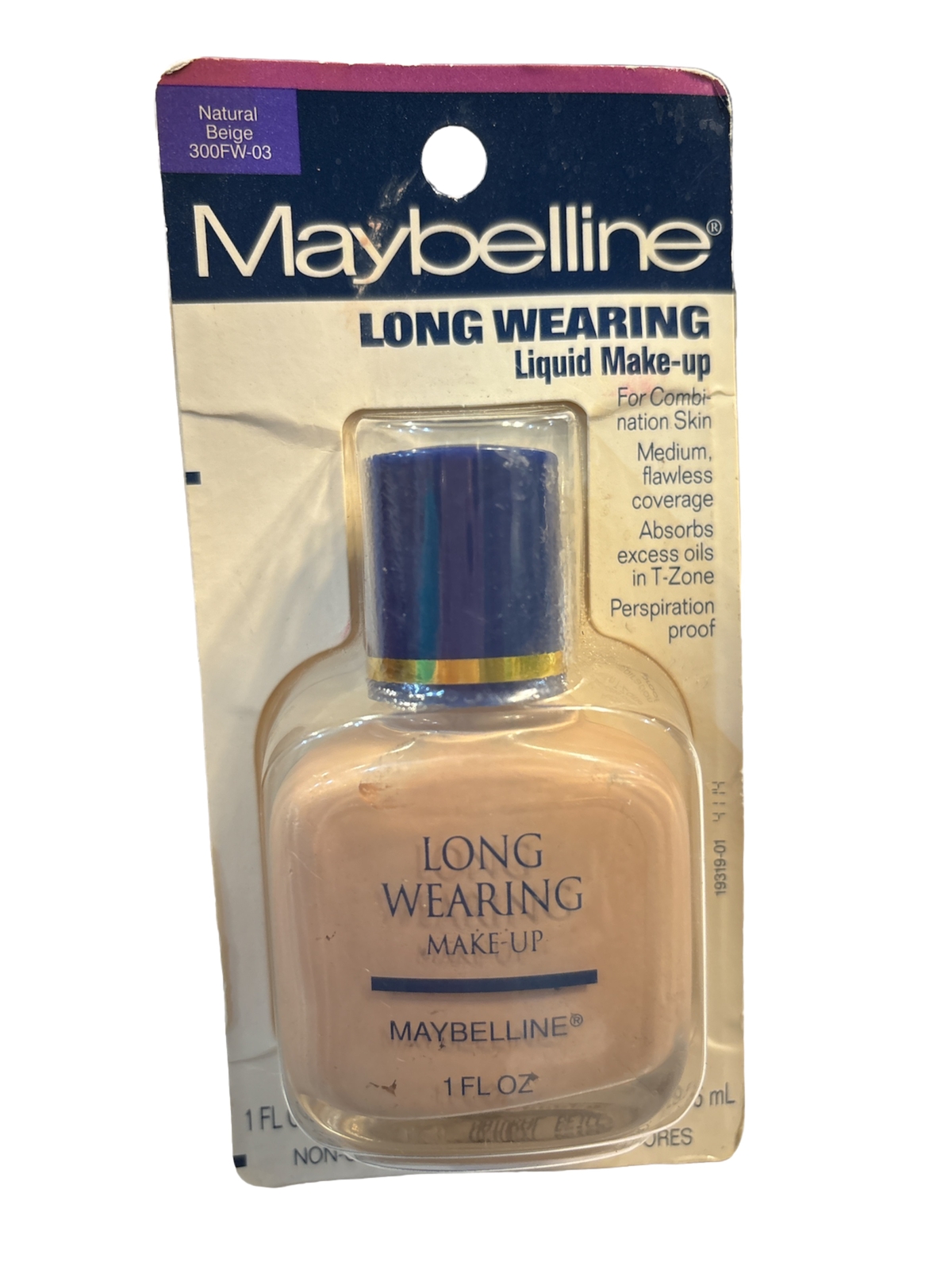 Maybelline Long Wearing Liquid Make-up Natural Beige 300FW-03 New Old Stock Vtg