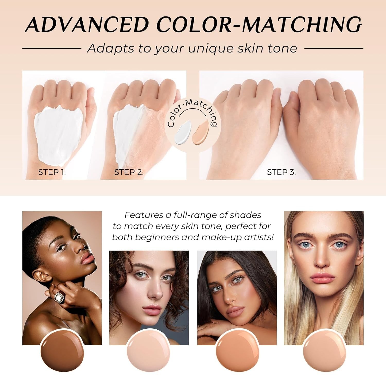 4-in-1 Color Changing Foundation SPF 50+ – Hydrating & Waterproof Formula