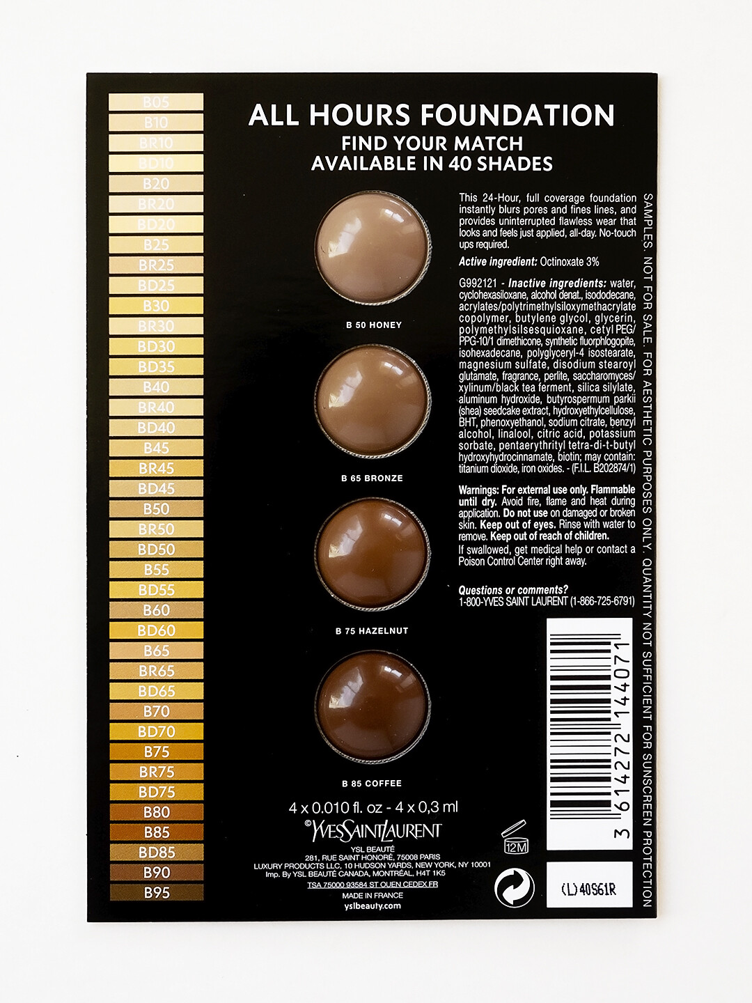 Foundation, Highlight, Eye Shadow Primer Sample Packettes & Card 6-Pc