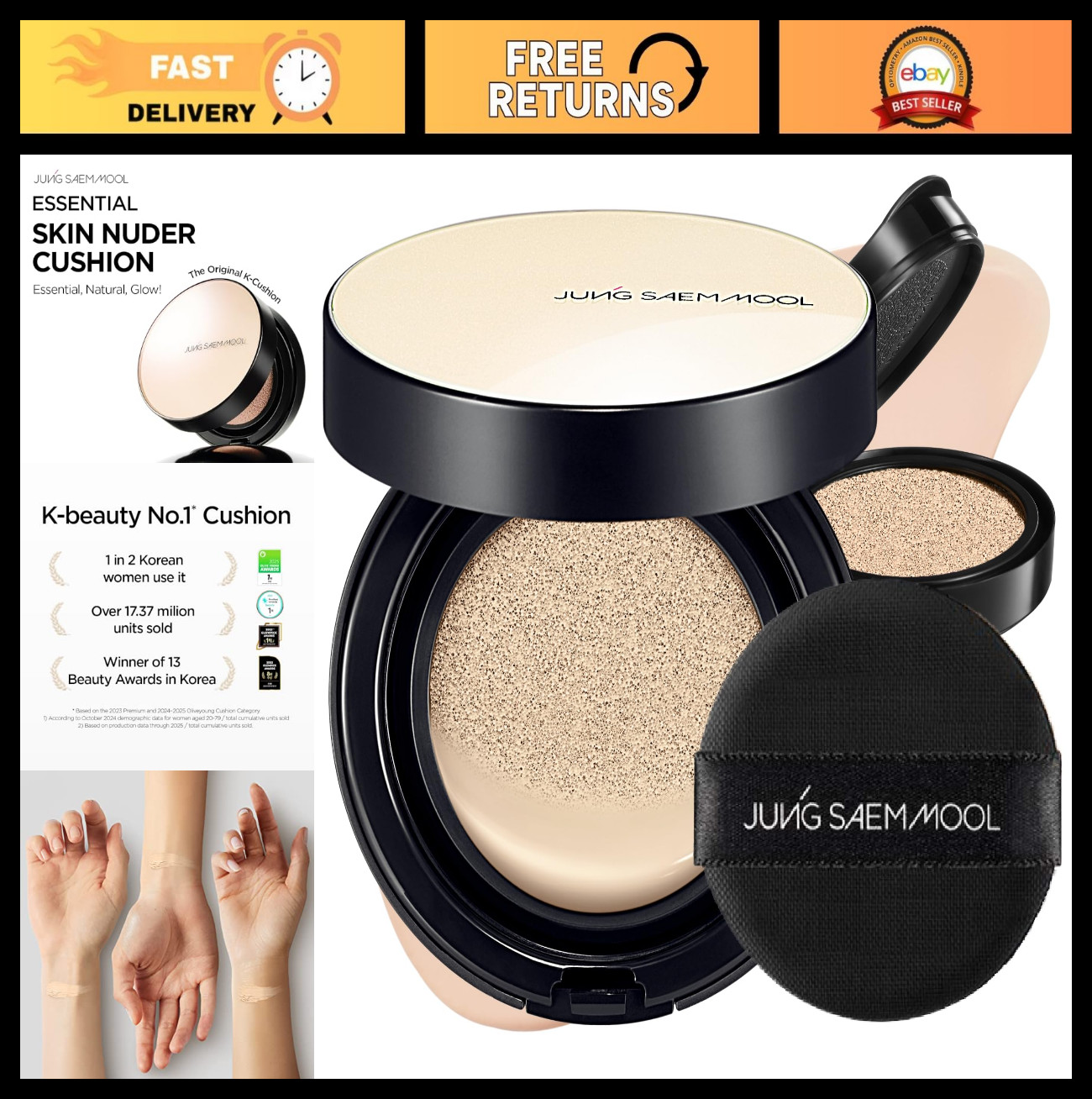Essential Skin Nuder Cushion Foundation | Natural Finish, Buildable Coverage, SP