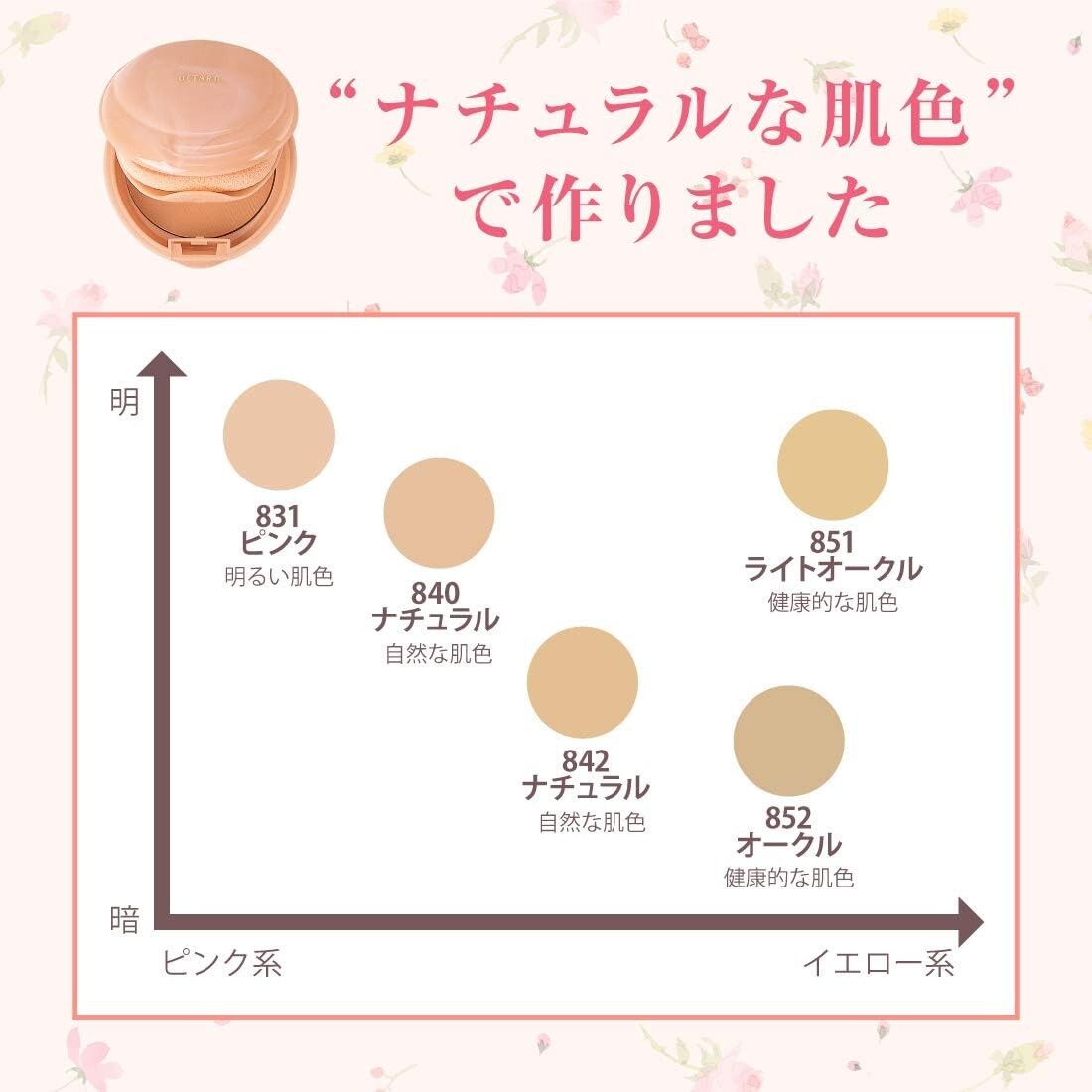Meiko Cosmetics OCTARD Moisture 2 Foundation 12g with sponge puff Made in Japan
