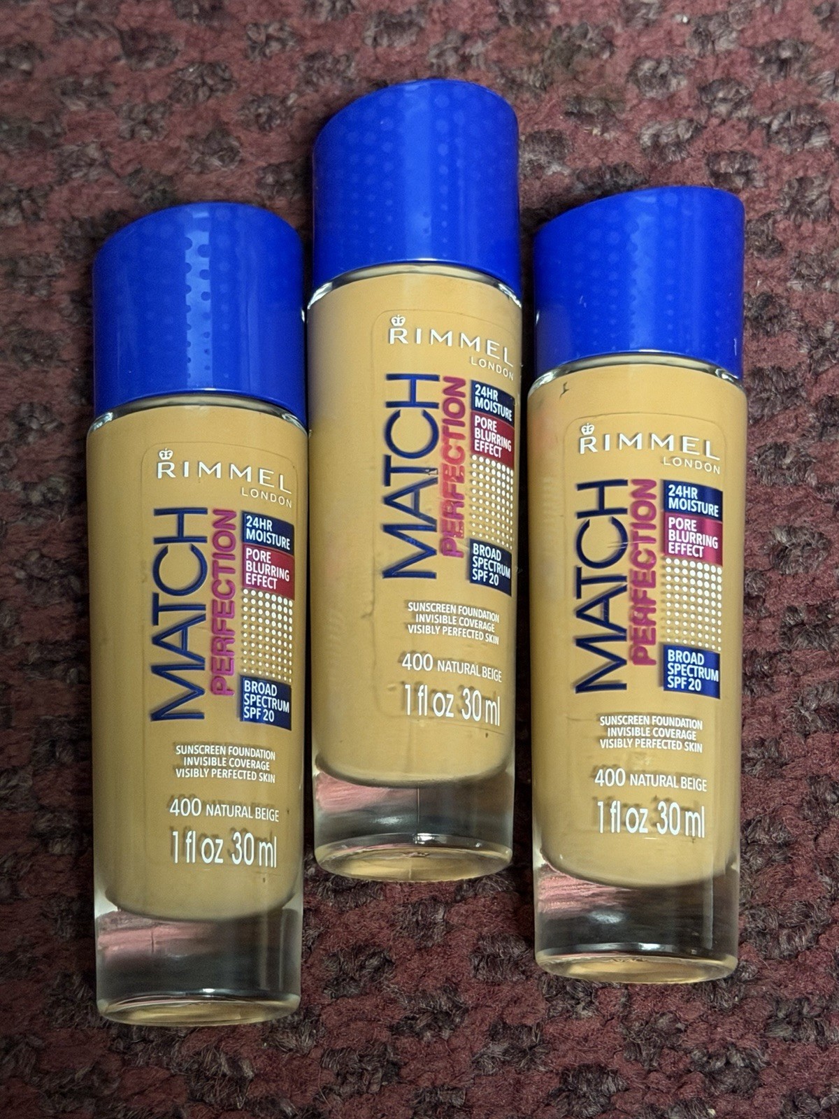 3x Rimmel London Match Perfection Foundation 1 oz – #400 natural beige