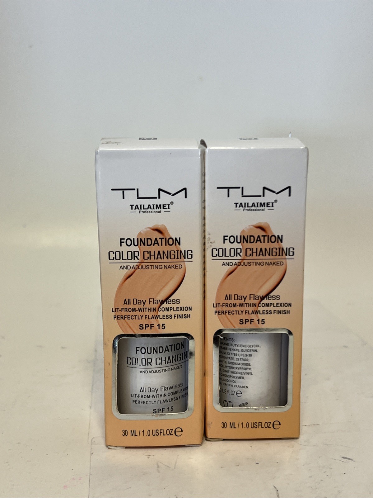 2PK TLM Color Changing Adjusting Foundation Flawless All Day SPF 15 1oz