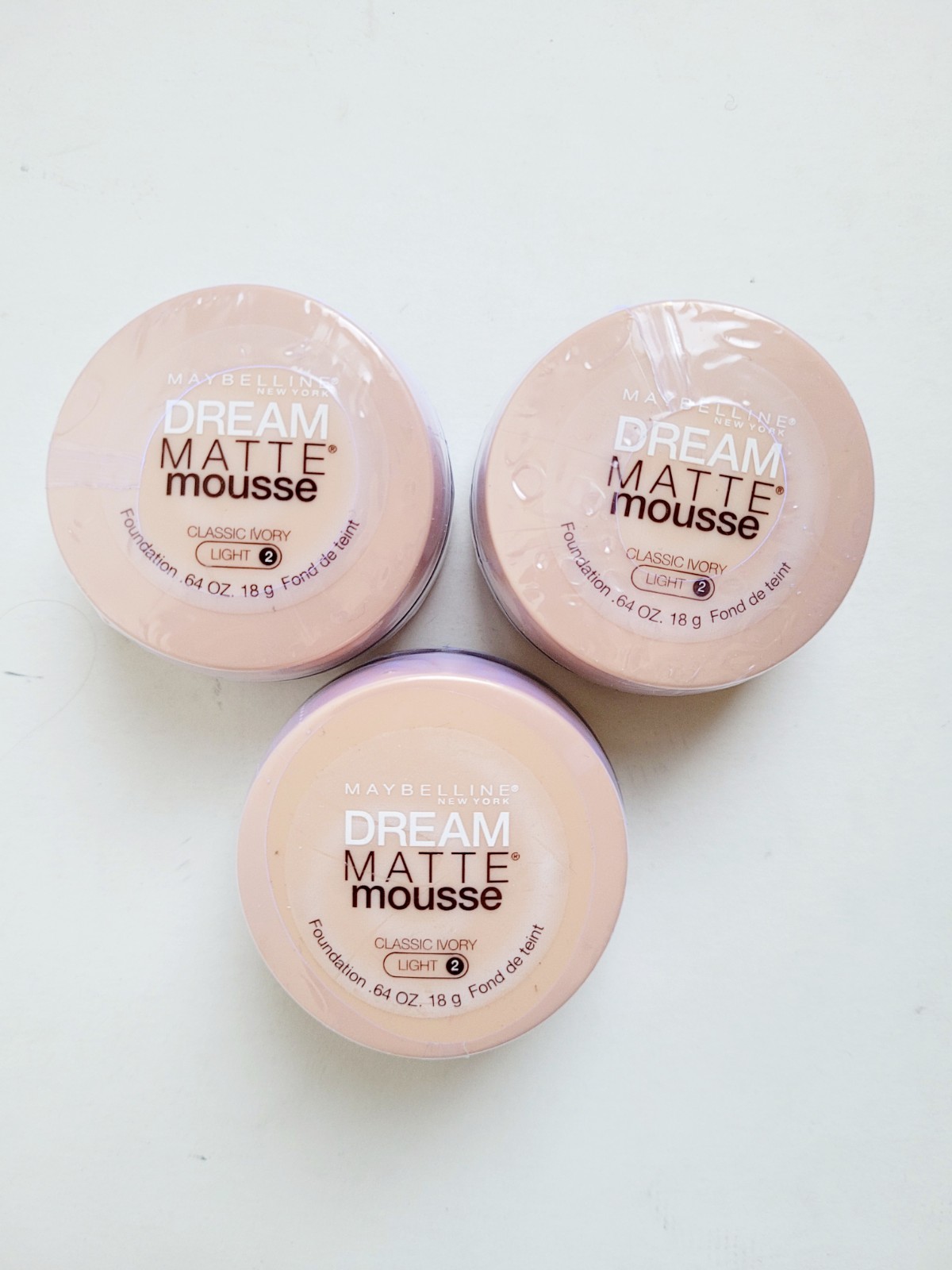 Lot Of 3 NEW Maybelline Dream Matte Mousse Foundation Classic Ivory Light 2