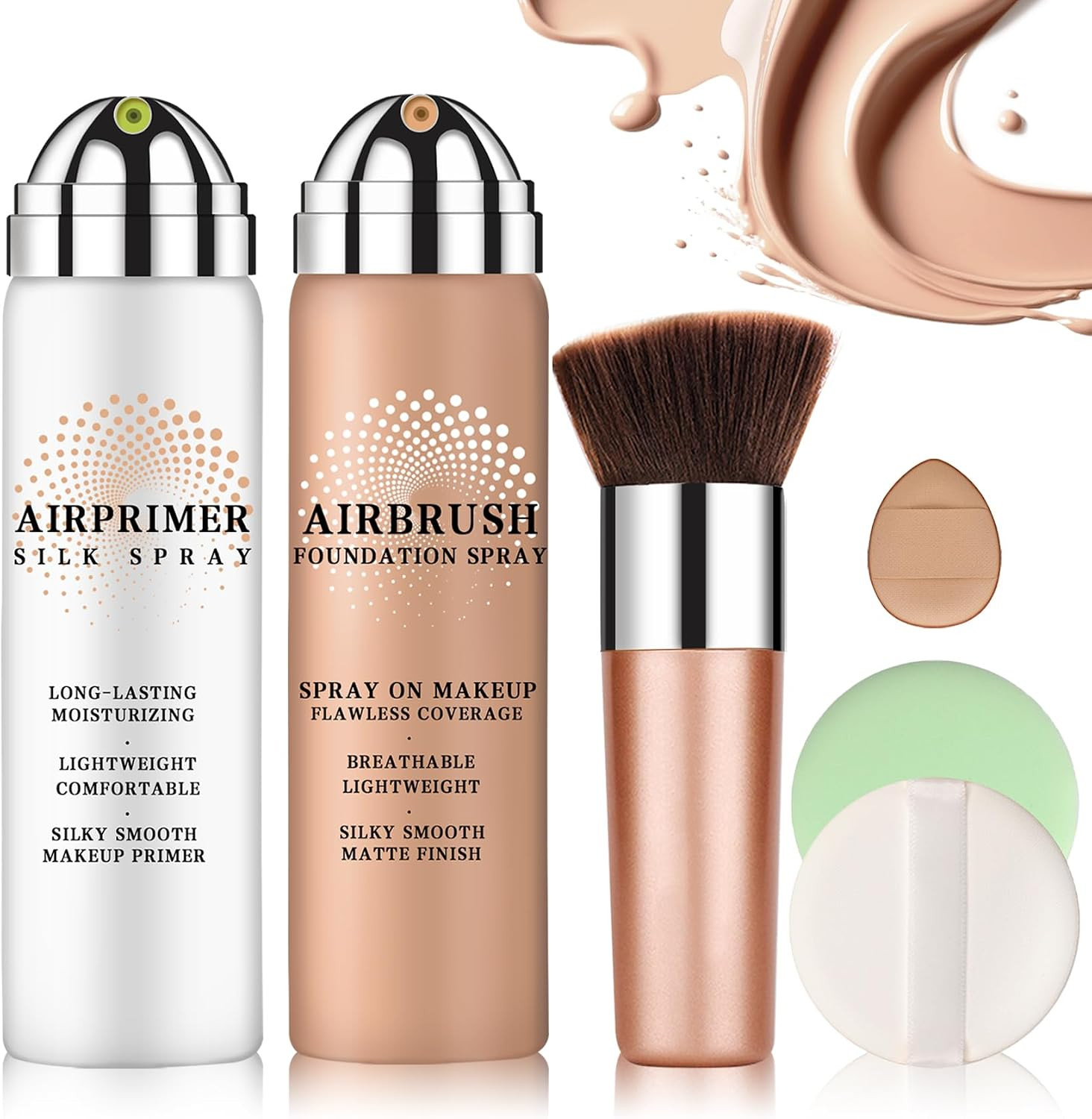 Airbrush Foundation Makeup with Primer (01 Natural) | Breathable Blendable,Found