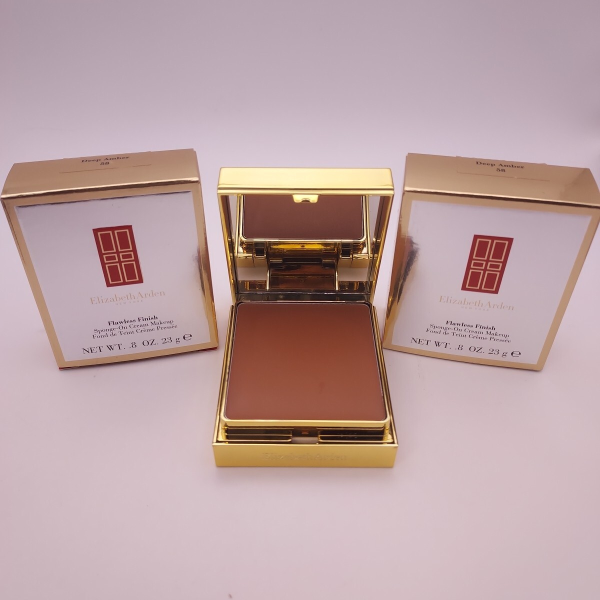 LOT OF 2 Elizabeth Arden Flawless Finish Sponge-On Cream Makeup 58 DEEP AMBER