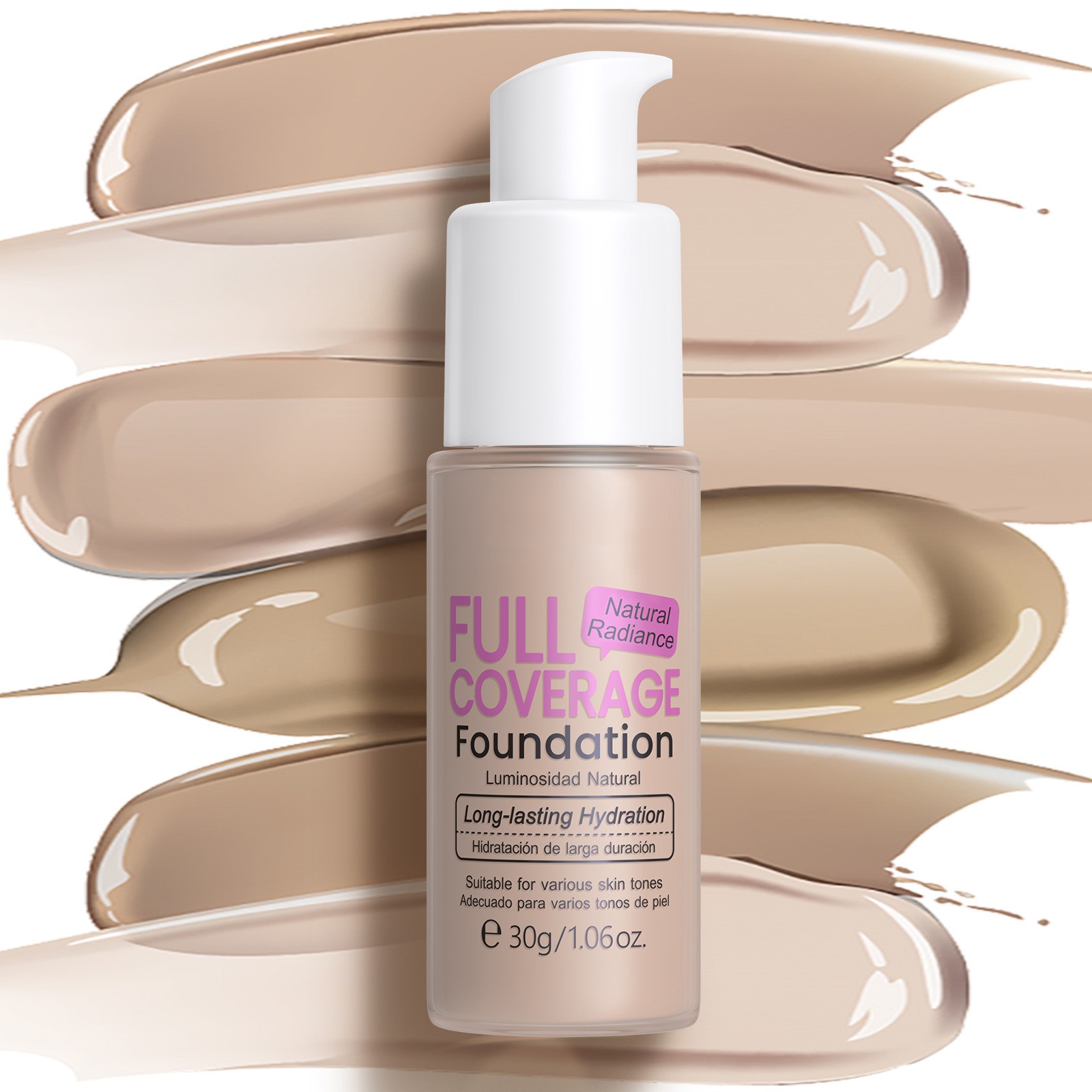 Women 1Pcs Moisturizing Full Coverage Liquid Foundation For Face Makeup 30g