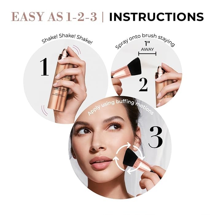 Silk Airbrush Spray Foundation with Buffing Brush Kit – Flawless Finish, Medi…