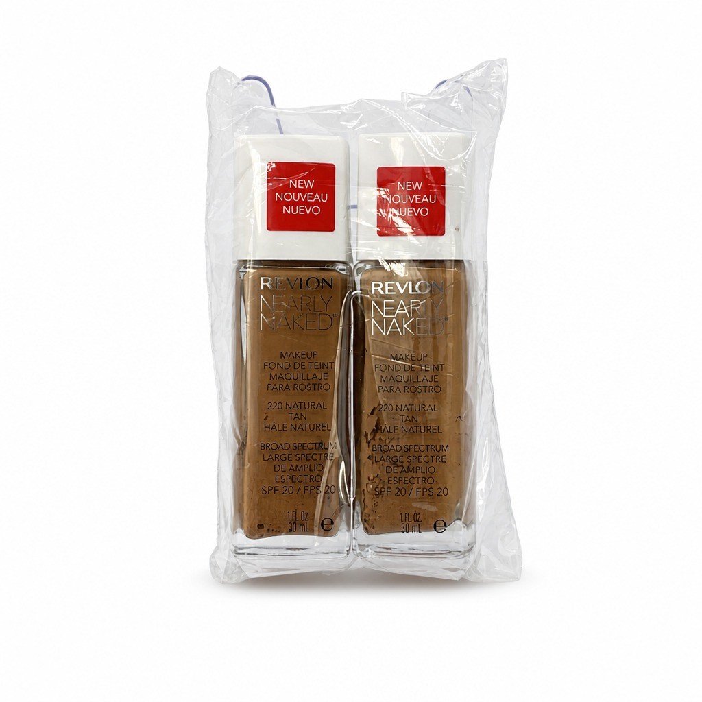 Revlon Nearly Naked Makeup Foundation Natural Tan 1oz SPF20, 2 PACK