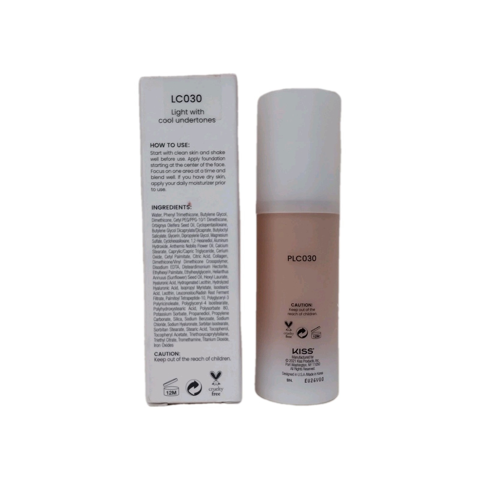 Joah CRYSTAL GLOW PRIMEDATION Peptide Foundation LC030 LIGHT W COOL UNDERTONES