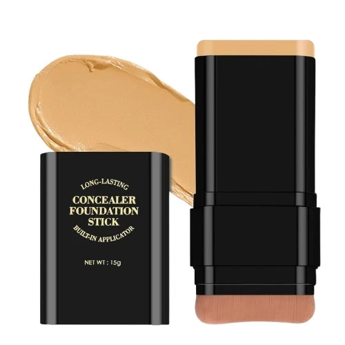 2-In-1 Concealer Foundation Stick, Eraser Foundation Stick with Soft Brush, Crea
