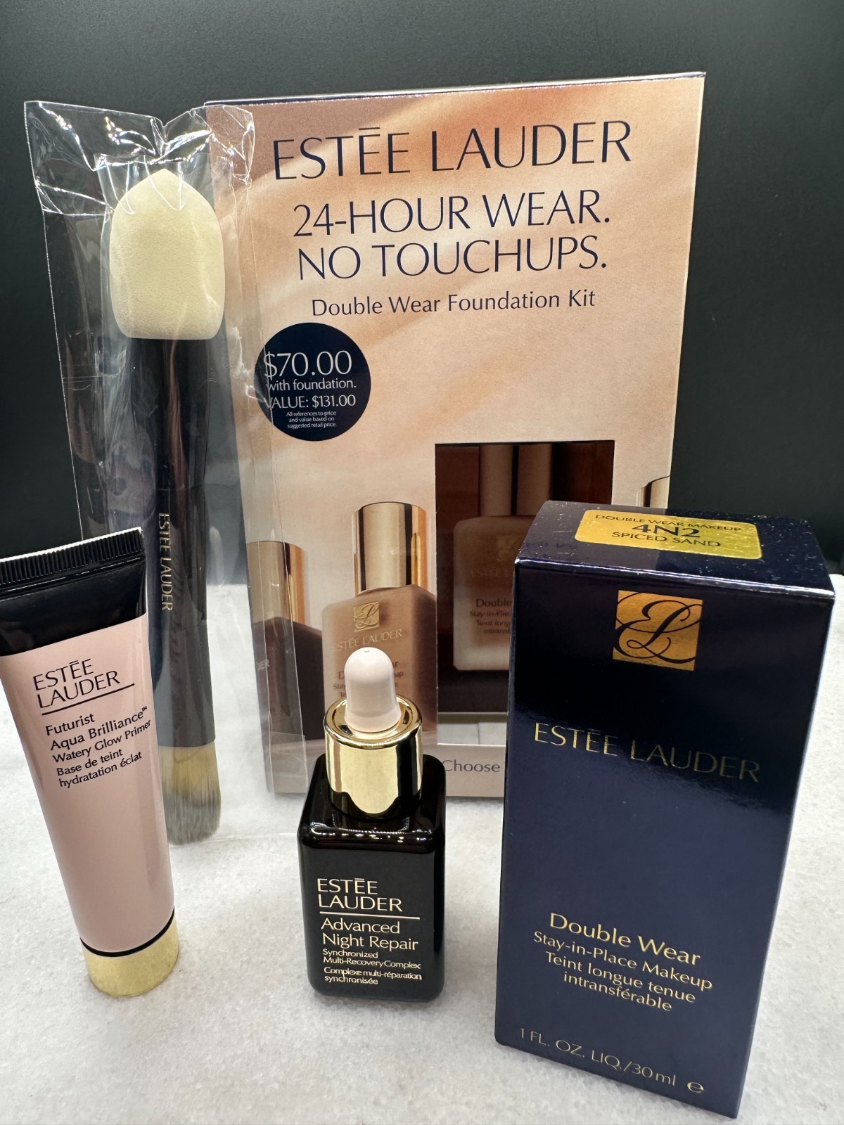 ESTEE LAUDER Double Wear Stay In Place 4N2 SPICED SAND +3pce Gift Box $70 Value