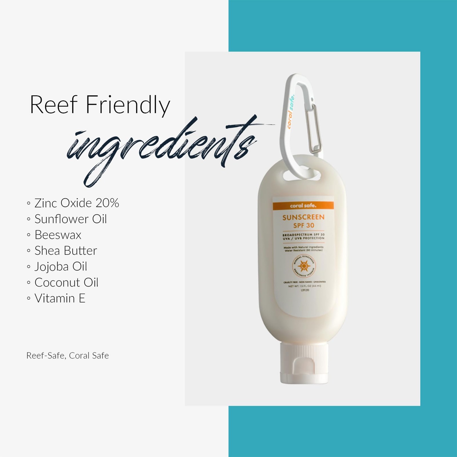 Reef Safe Sunscreen SPF 30 Mineral 1.5 Ounce (Pack of 1), 30 Lotion