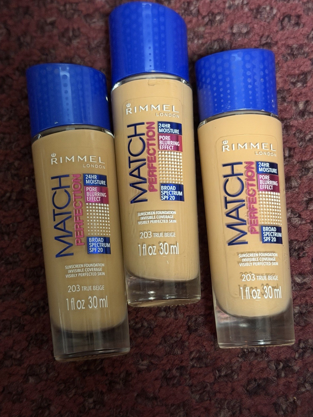 3x Rimmel London Match Perfection Foundation 1 oz – 203 True Beige