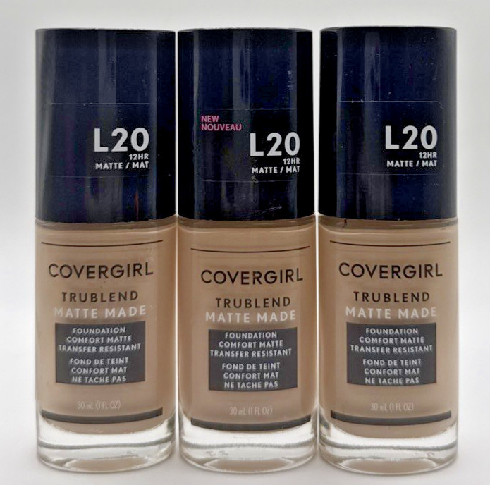 3x Covergirl Trublend Matte Made Foundation L20 Light Ivory 1 Fl Oz Each